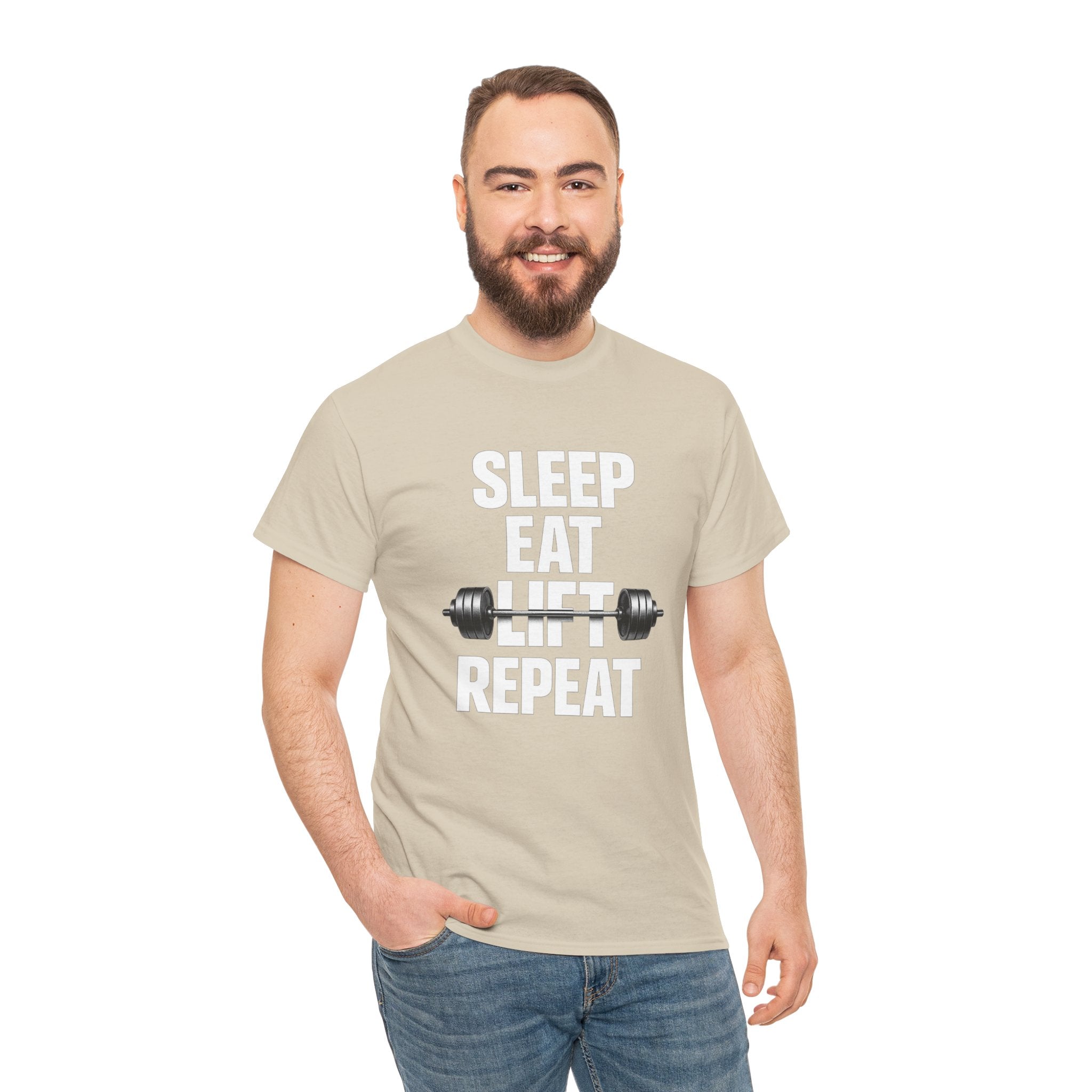 Sleep Eat Lift Barbell Repeat T-Shirt | Powerlifting Gym Shirt | Weightlifting Gift for Men and women