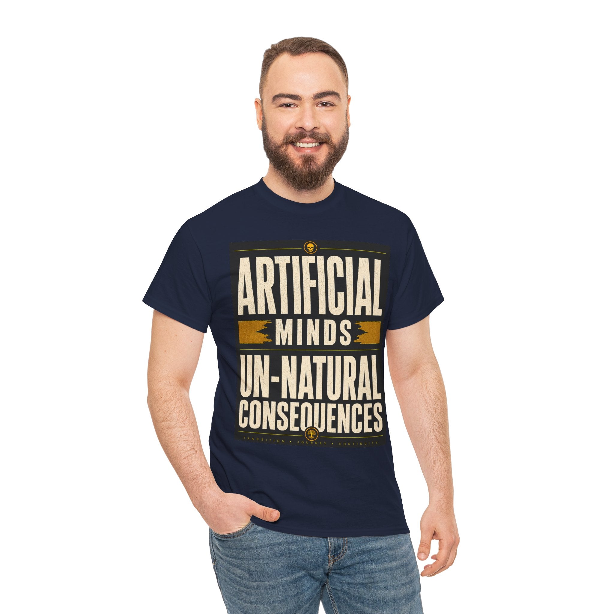 Artificial Minds Un Natural Consequences T Shirt – Retro Anti AI Philosophy Graphic Tee