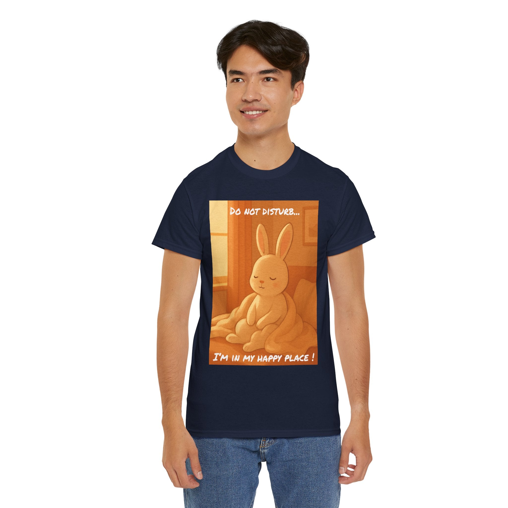 Funny Bunny Meditating T Shirt – Do Not Disturb, I’m In My Happy Place Cute Rabbit Tee