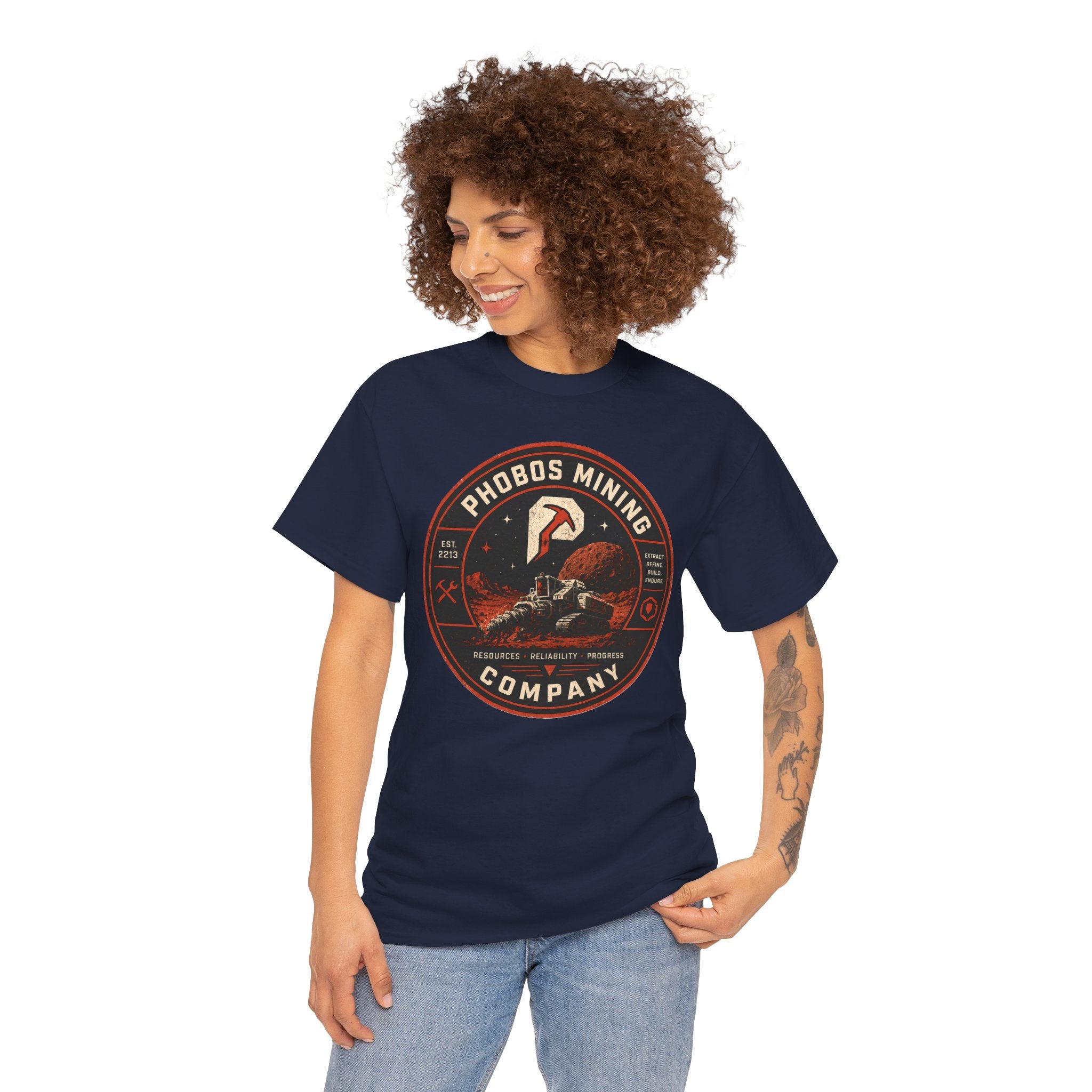 Phobos Mining Company T Shirt – Retro Sci Fi Space Mining Graphic Tee
