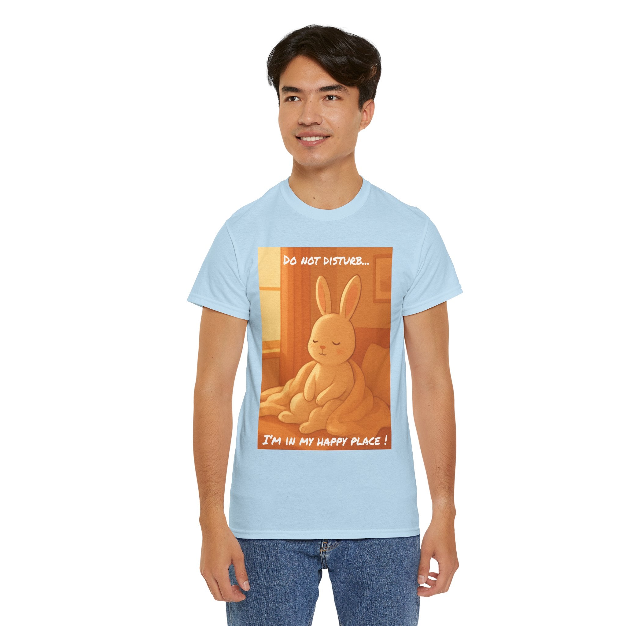 Funny Bunny Meditating T Shirt – Do Not Disturb, I’m In My Happy Place Cute Rabbit Tee