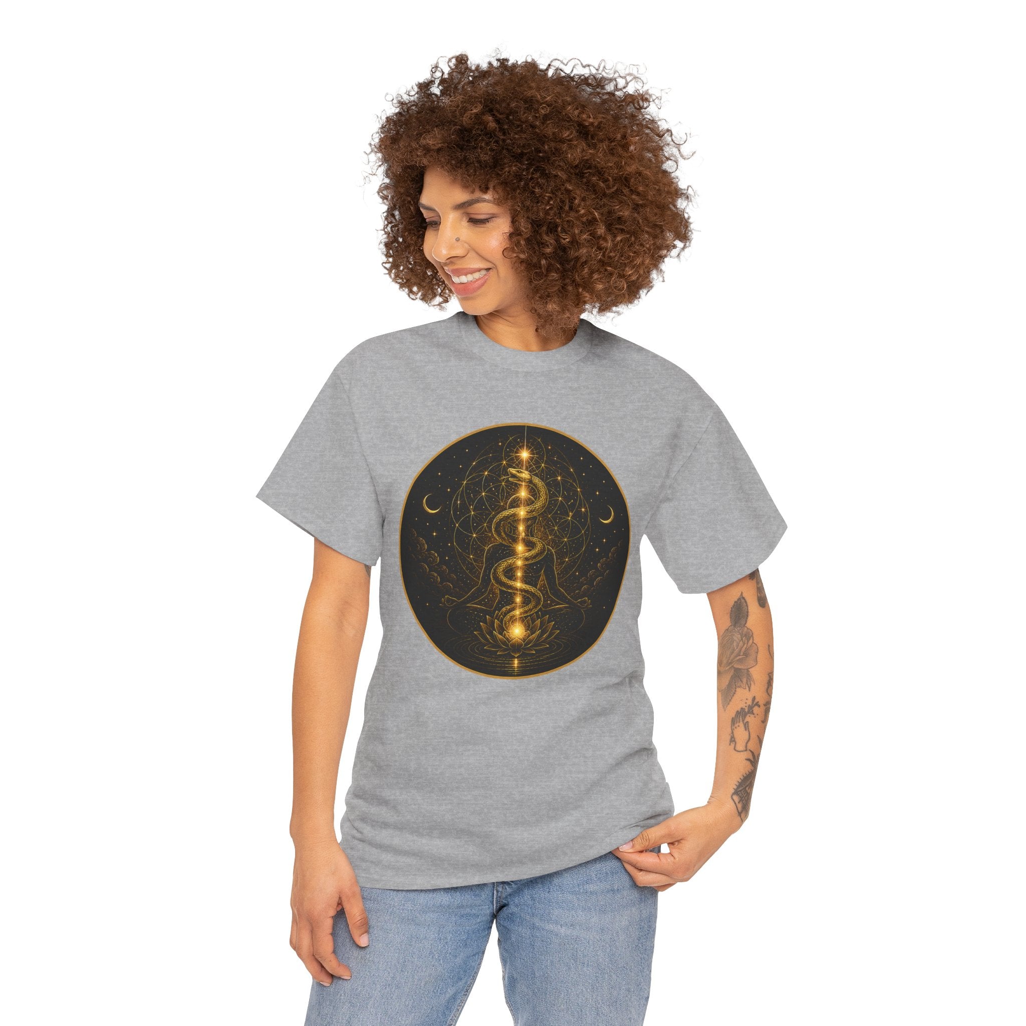 Kundalini Rising Illustrated T-Shirt – Serpent Energy Sacred Geometry Graphic Tee