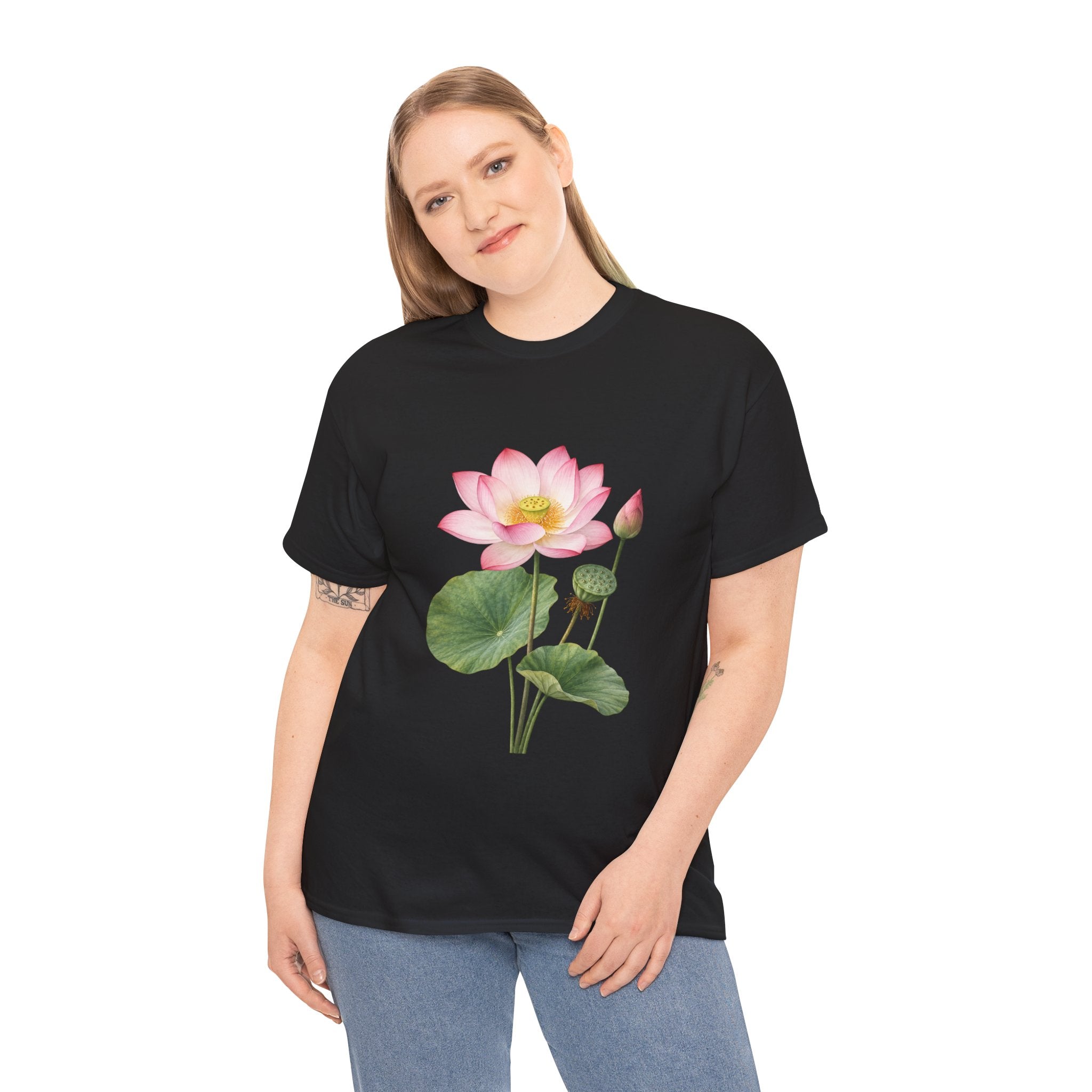 Pink Lotus Flower T Shirt – Botanical Floral Graphic Tee for Yoga, Meditation & Nature Lovers