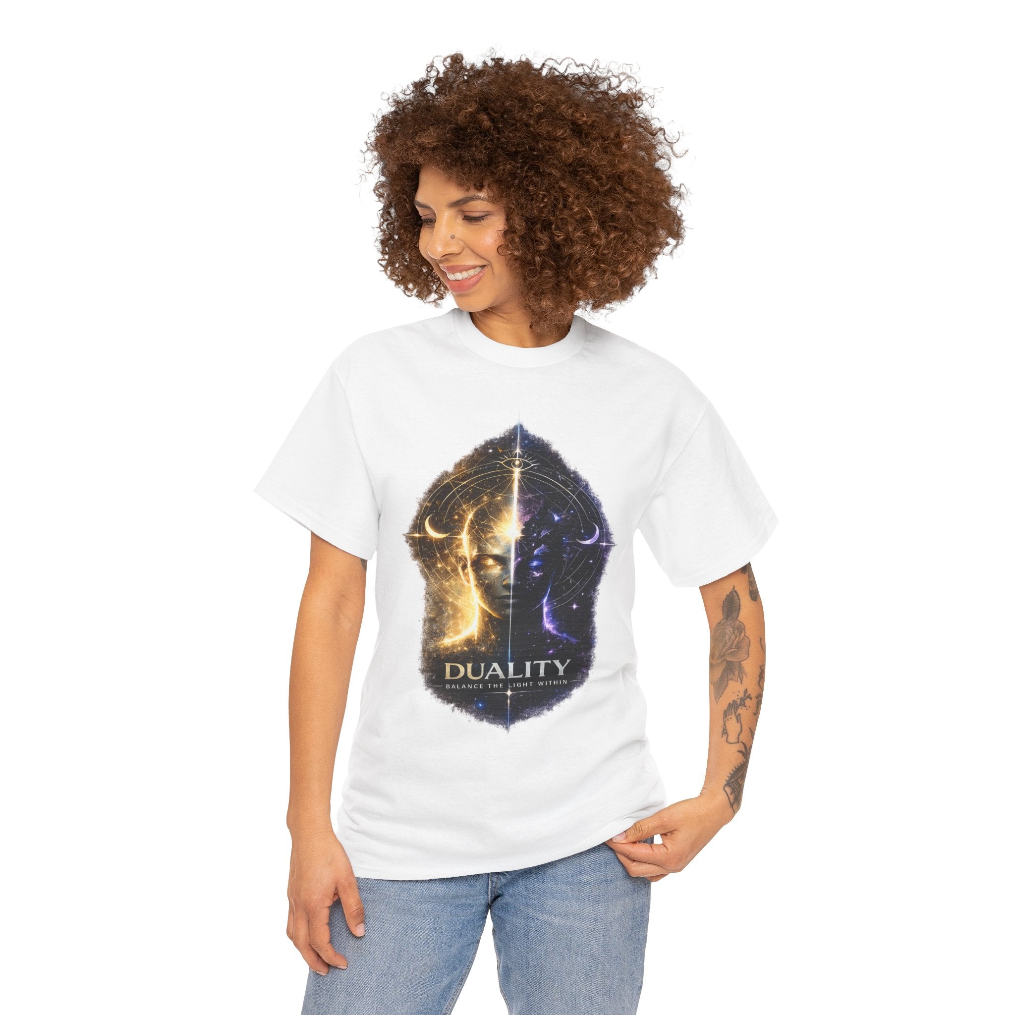 Duality Balance The Light Within T Shirt – Spiritual Meditation Cosmic Graphic Tee
