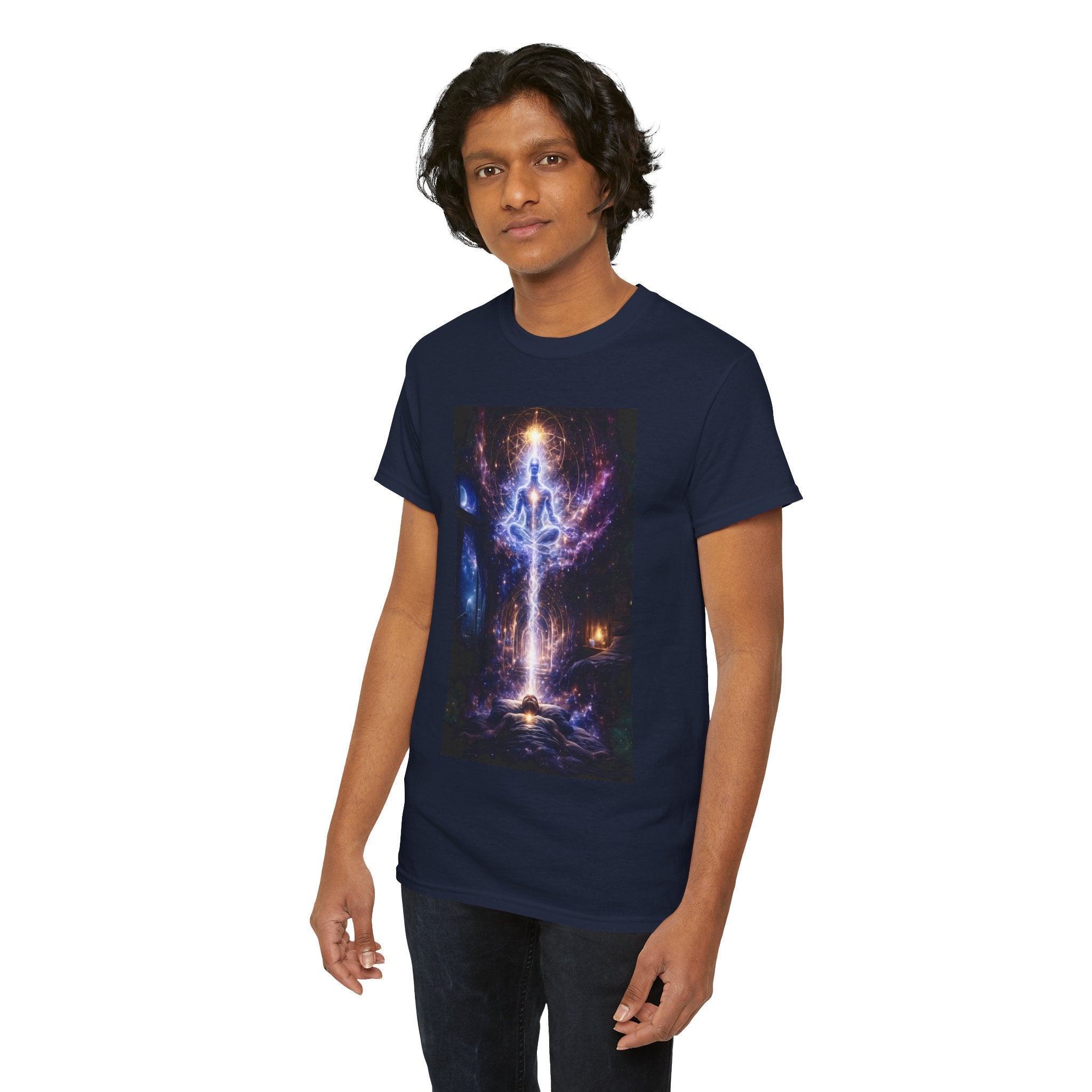 The Observer Spiritual Ascension T Shirt – Cosmic Meditation & Aura Art Graphic Tee