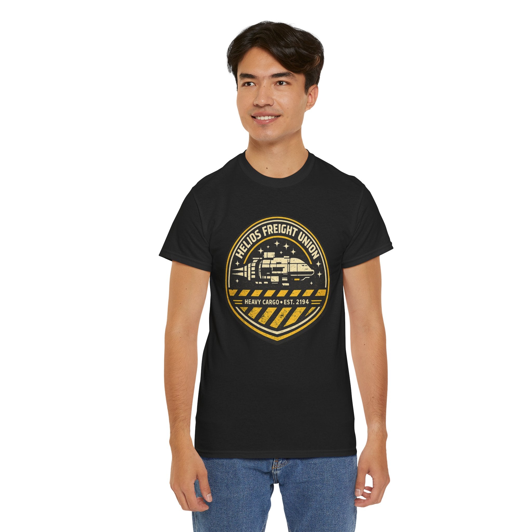 Helios Freight Union Freighter Crew T Shirt – Retro Sci Fi Cargo Ship Graphic Tee