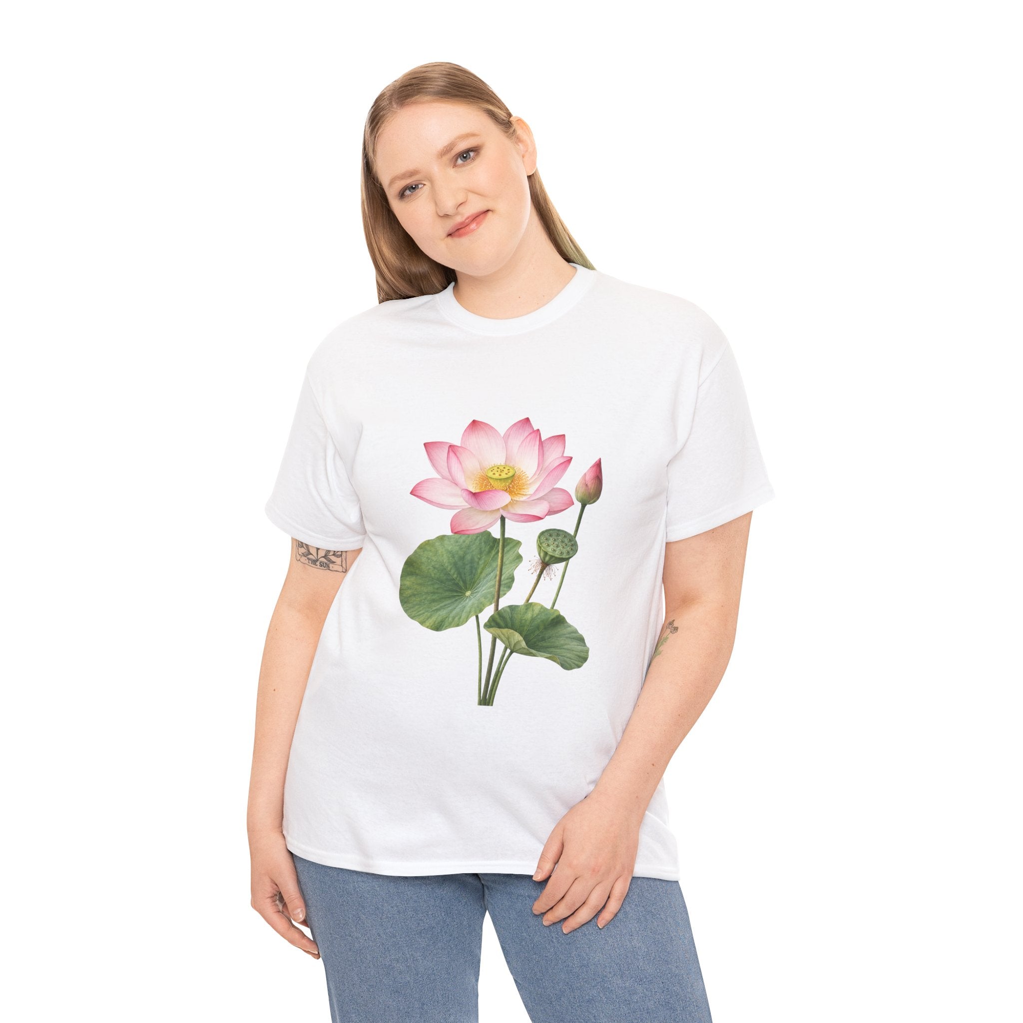 Pink Lotus Flower T Shirt – Botanical Floral Graphic Tee for Yoga, Meditation & Nature Lovers