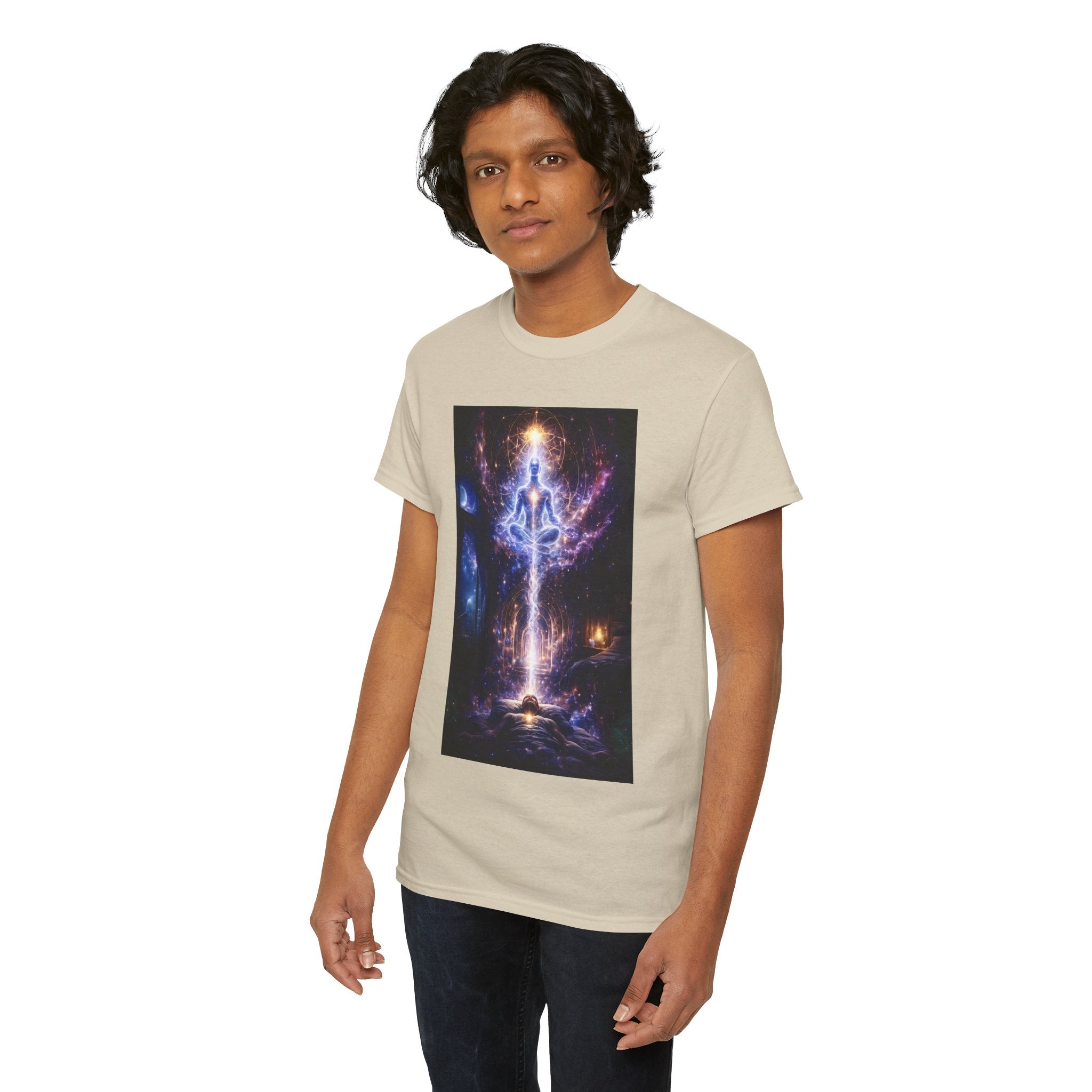The Observer Spiritual Ascension T Shirt – Cosmic Meditation & Aura Art Graphic Tee