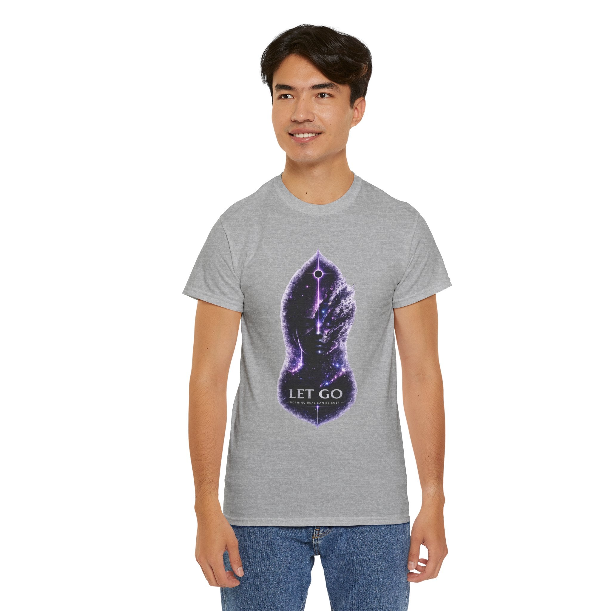 Let Go Spiritual Meditation T Shirt – Cosmic Mindfulness Graphic Tee