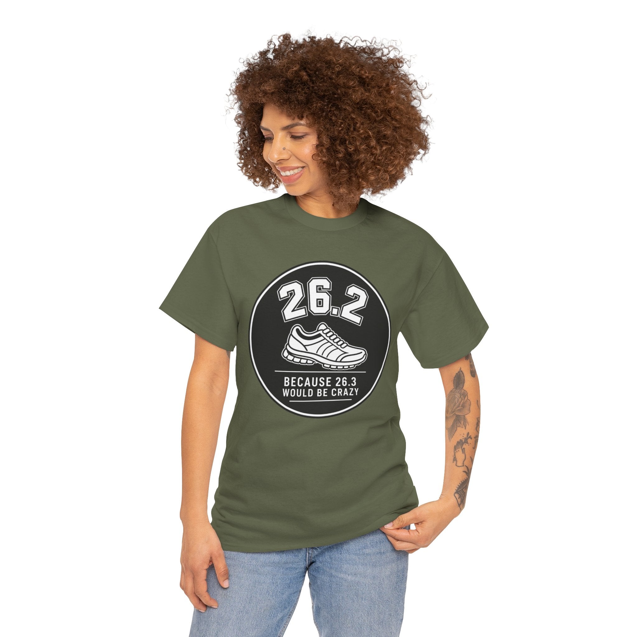 26.2 Roundal Because 26.3 Would Be Crazy T-Shirt – Funny Marathon Runner Graphic Tee
