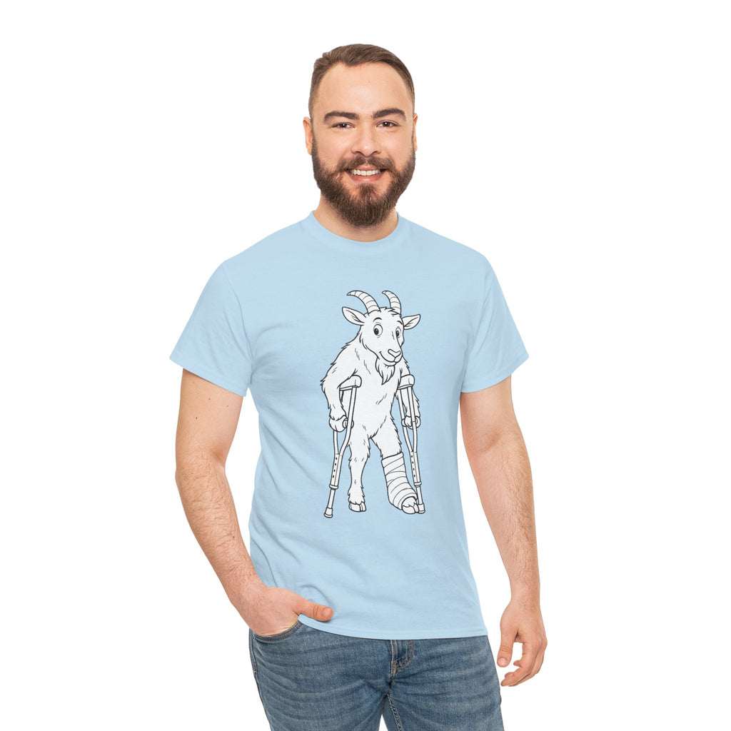 Funny Goat on Crutches T Shirt – Cute Hiking & Camping Graphic Tee for Outdoor Lovers