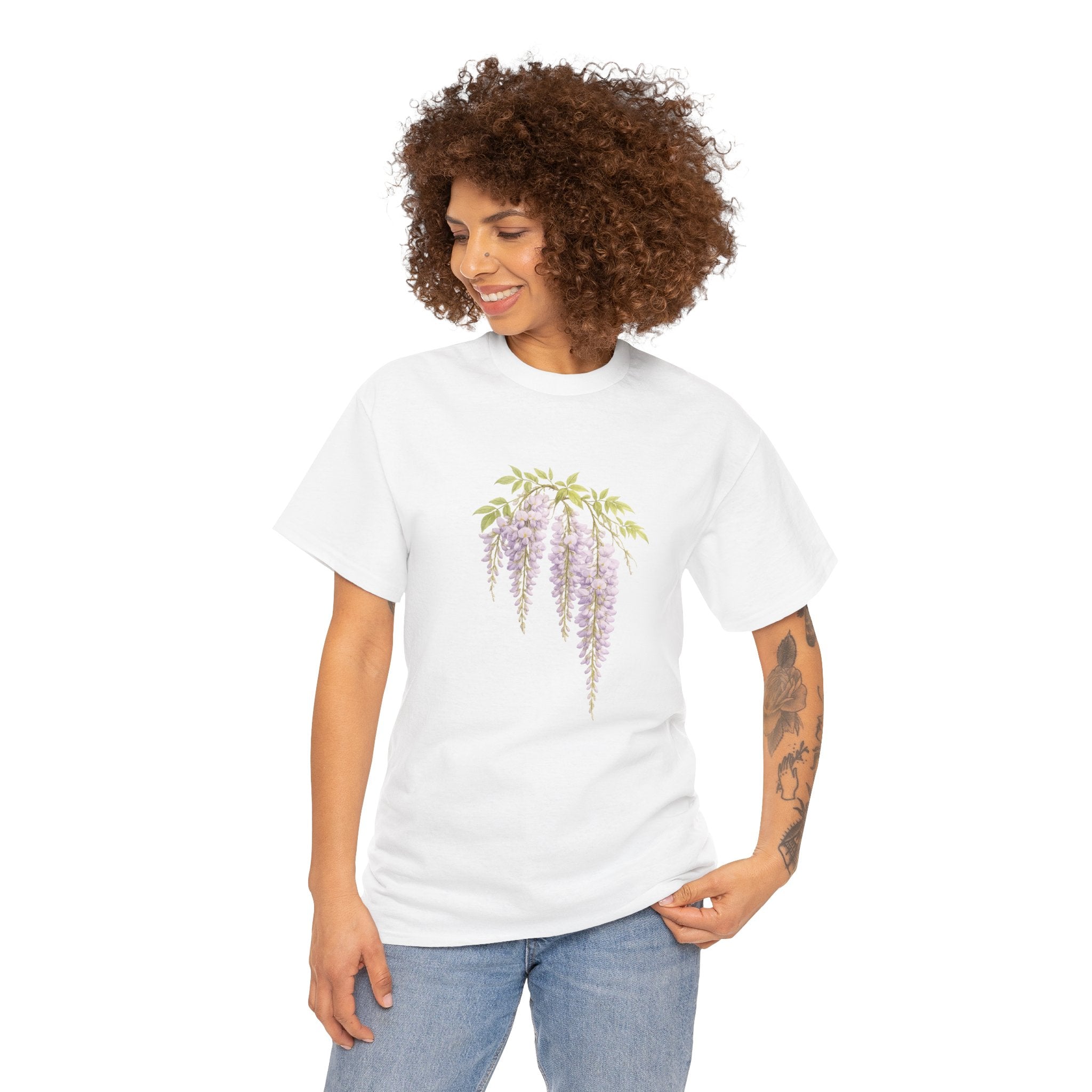 Wisteria Blossom Floral T Shirt – Vintage Botanical Hanging Purple Flower Graphic Tee