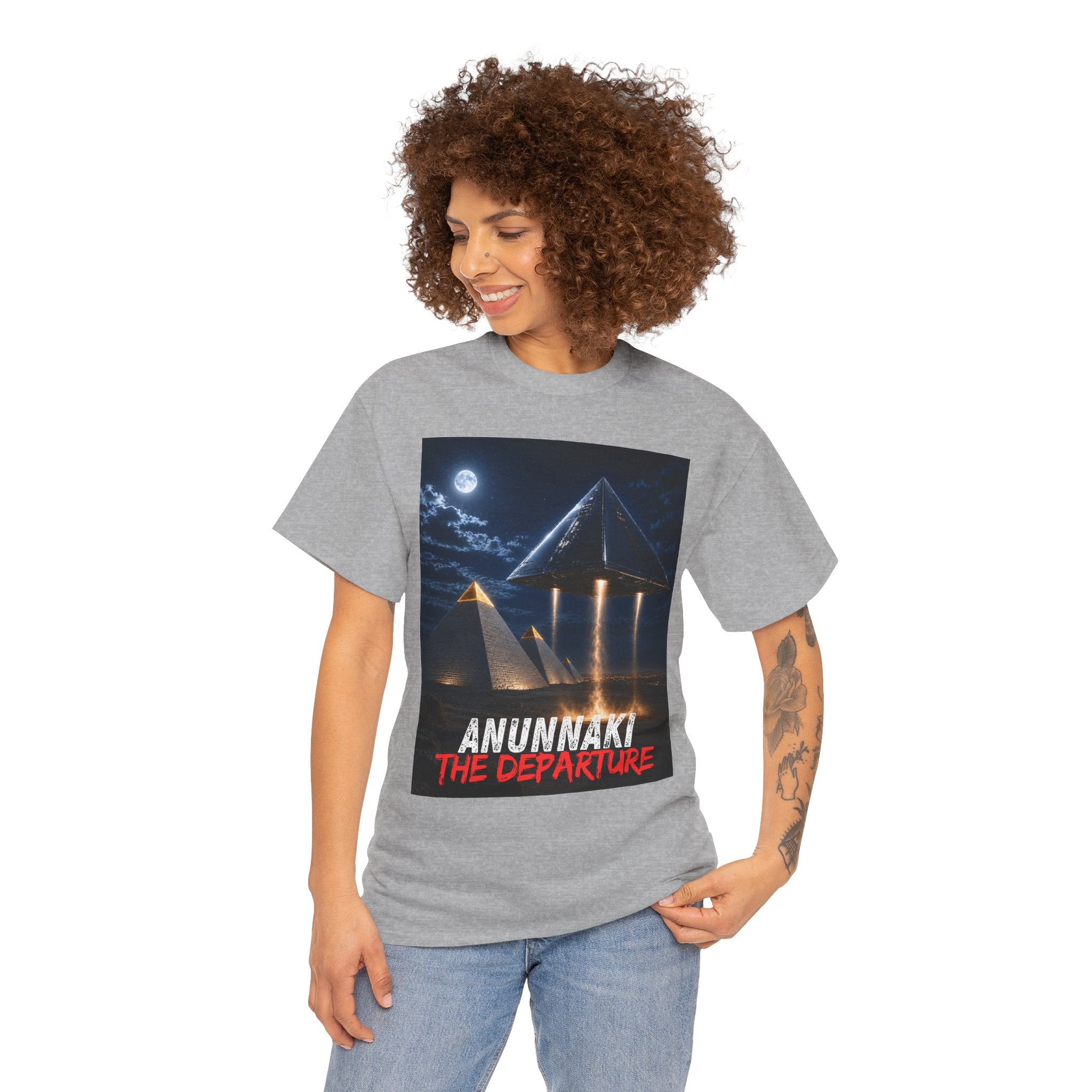 Anunnaki The Departure T-Shirt – Ancient Alien UFO Pyramid Sci-Fi Graphic Tee
