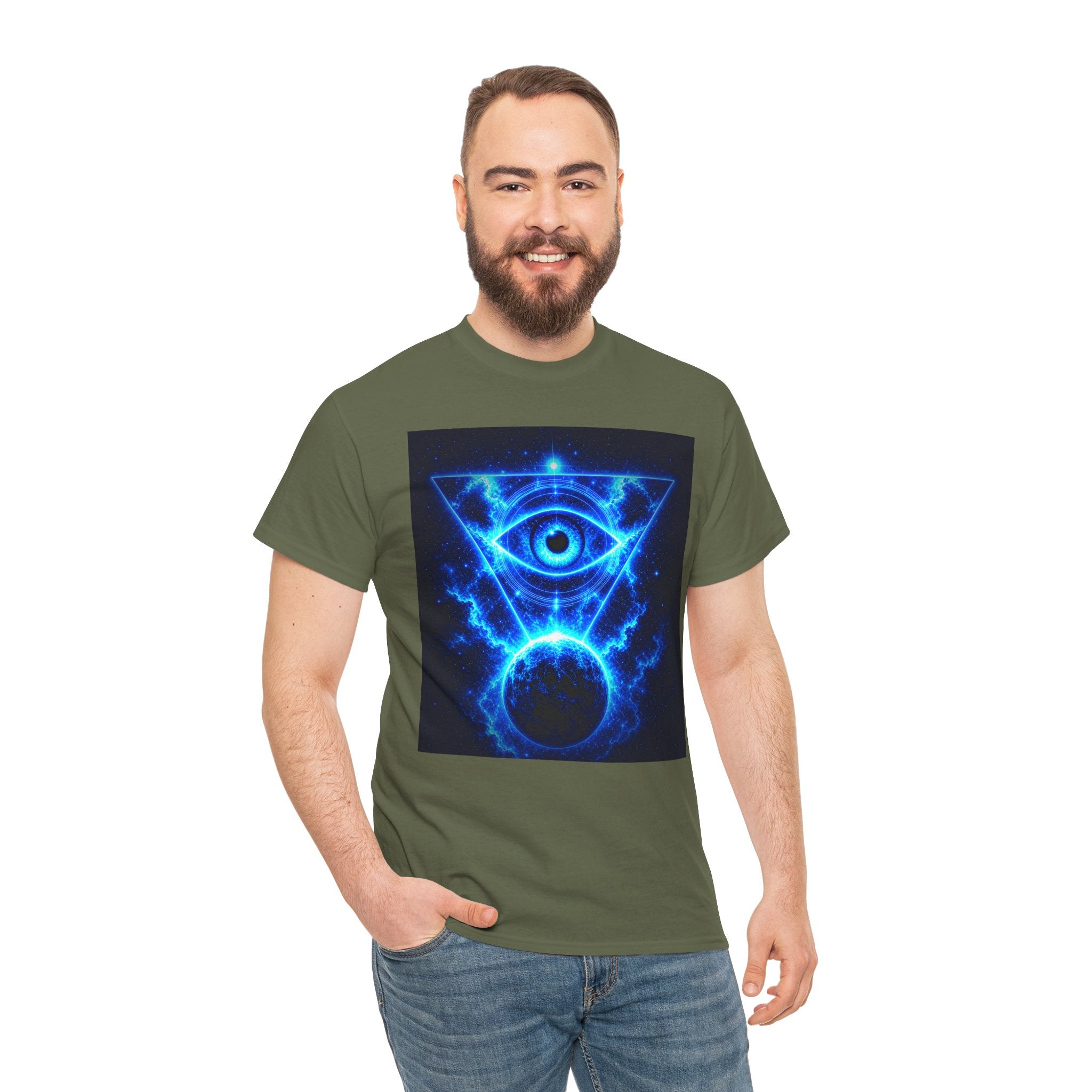 Sci Fi Cosmic Third Eye T Shirt – Electric Blue Occult Graphic Tee