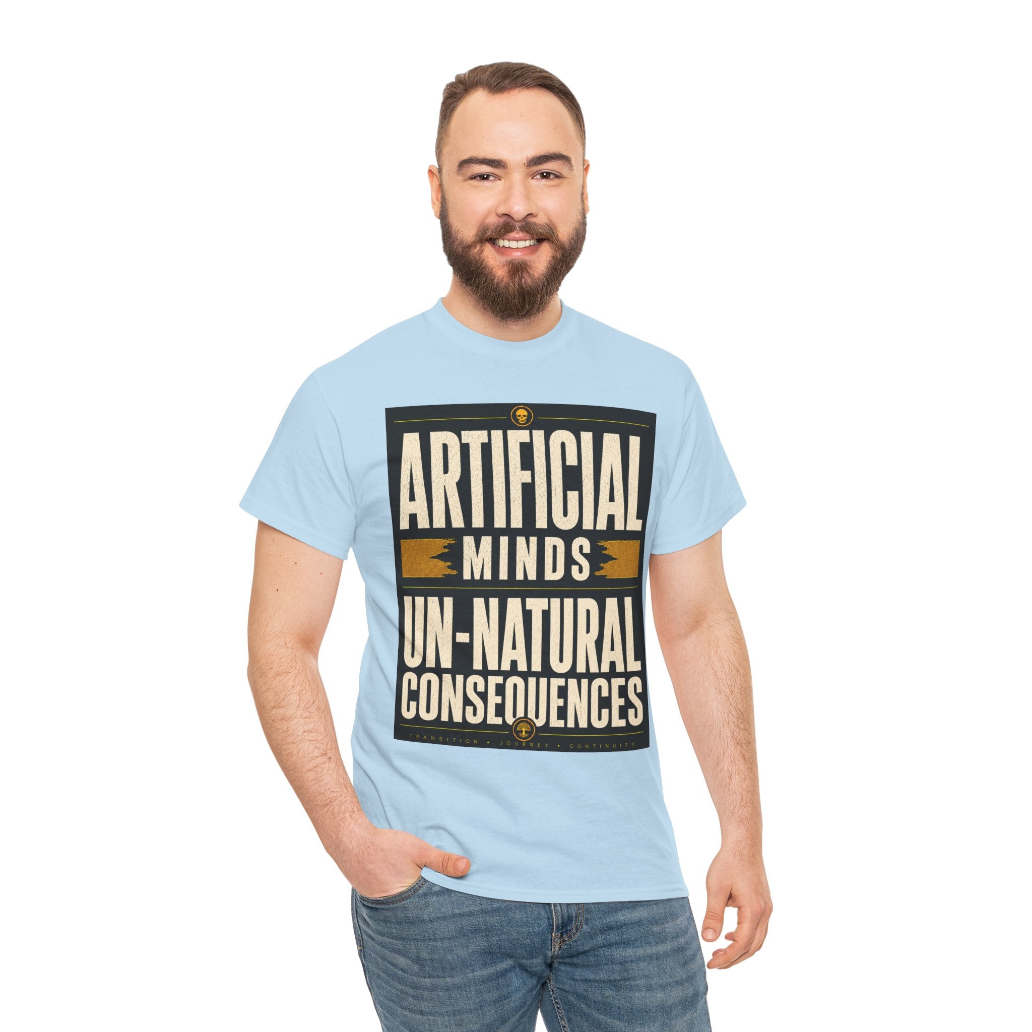 Artificial Minds Un Natural Consequences T Shirt – Retro Anti AI Philosophy Graphic Tee