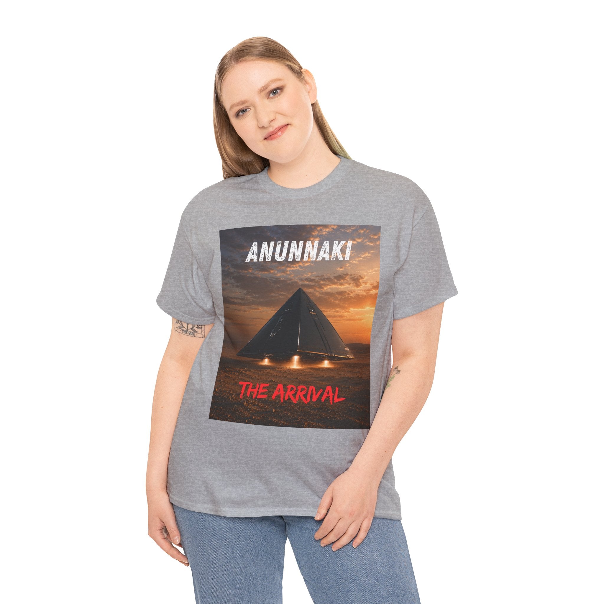 Anunnaki Arrival T Shirt – Ancient Alien Pyramid UFO Graphic Tee Inspired by Sumerian Legends