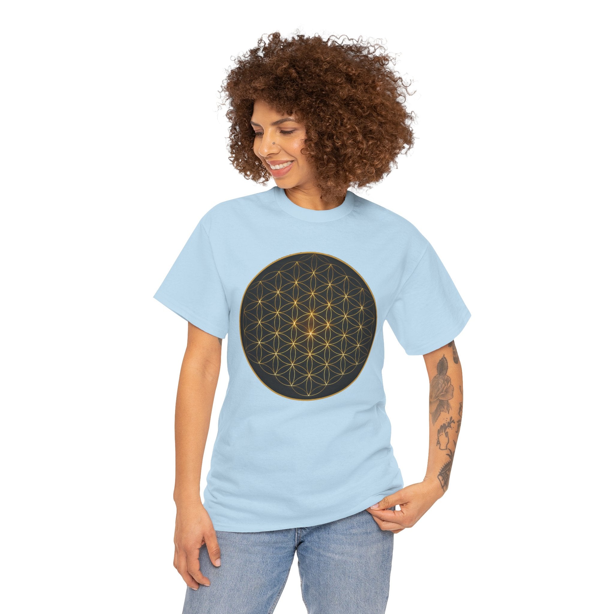 Flower of Life Illustration T-Shirt – Sacred Geometry Connection Graphic Tee