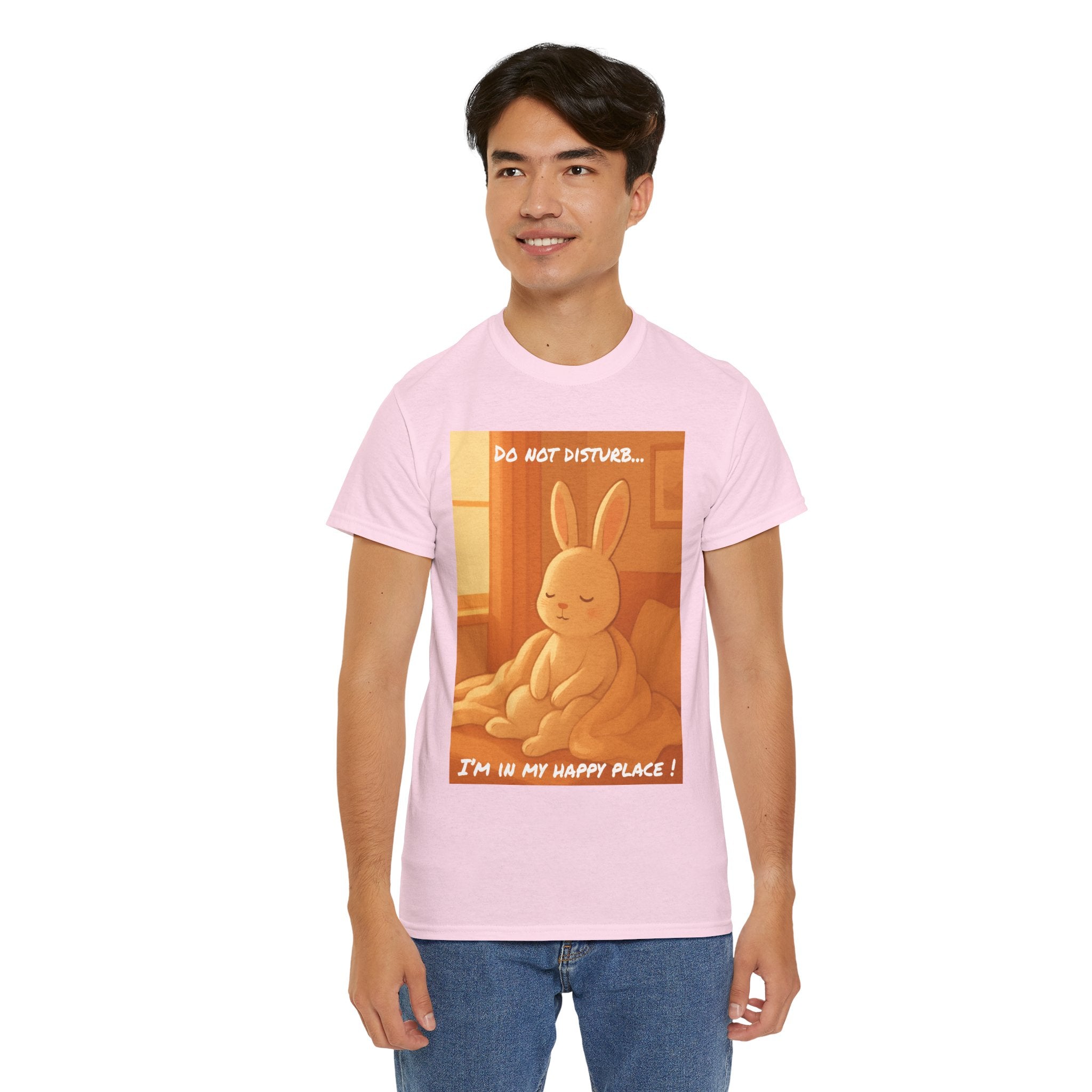 Funny Bunny Meditating T Shirt – Do Not Disturb, I’m In My Happy Place Cute Rabbit Tee