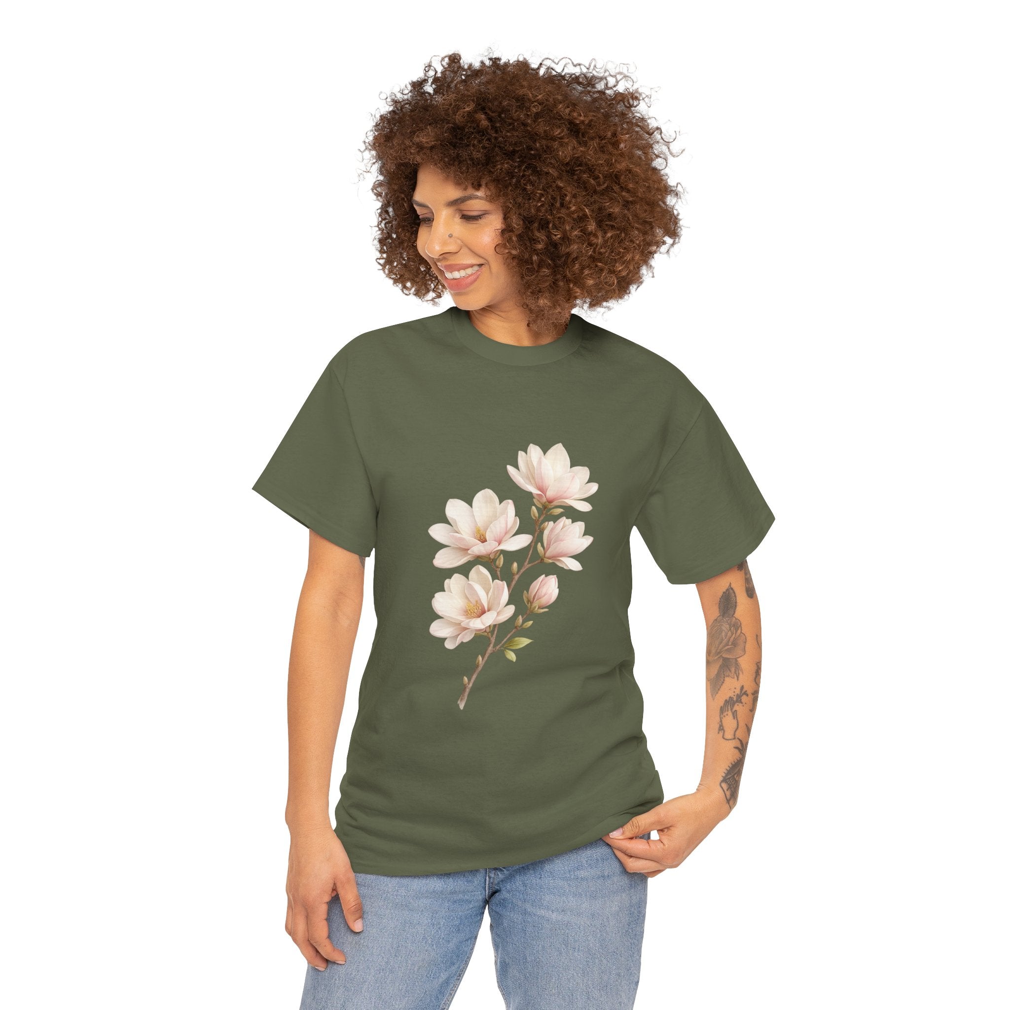 Magnolia Blossom Floral T Shirt – Vintage Botanical Flower Graphic Tee for Nature Lovers