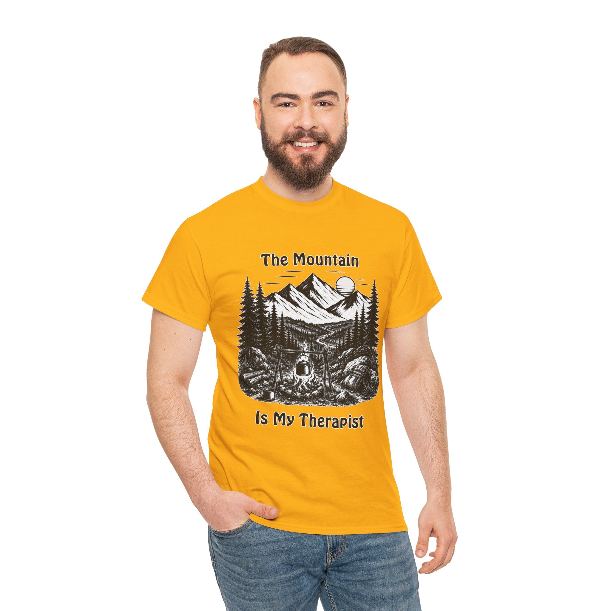 The Mountain Is My Therapist T Shirt – Hiking Camping Nature Graphic Tee