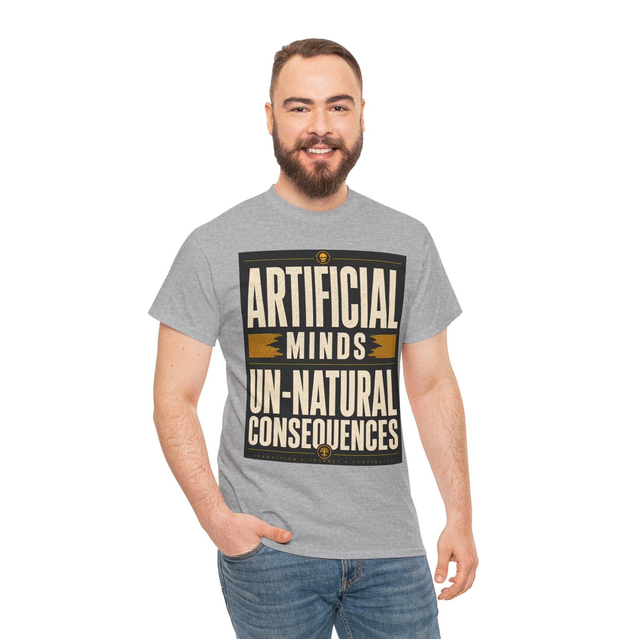 Artificial Minds Un Natural Consequences T Shirt – Retro Anti AI Philosophy Graphic Tee