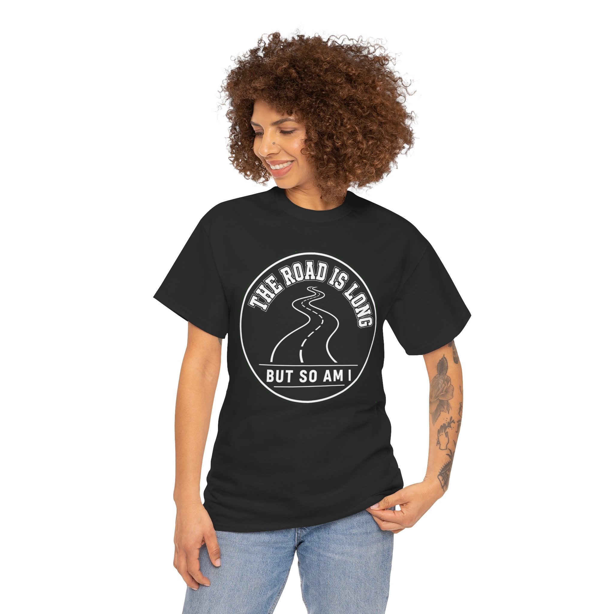 The Road Is Long But So Am I T-Shirt – Funny Endurance Running Graphic Tee