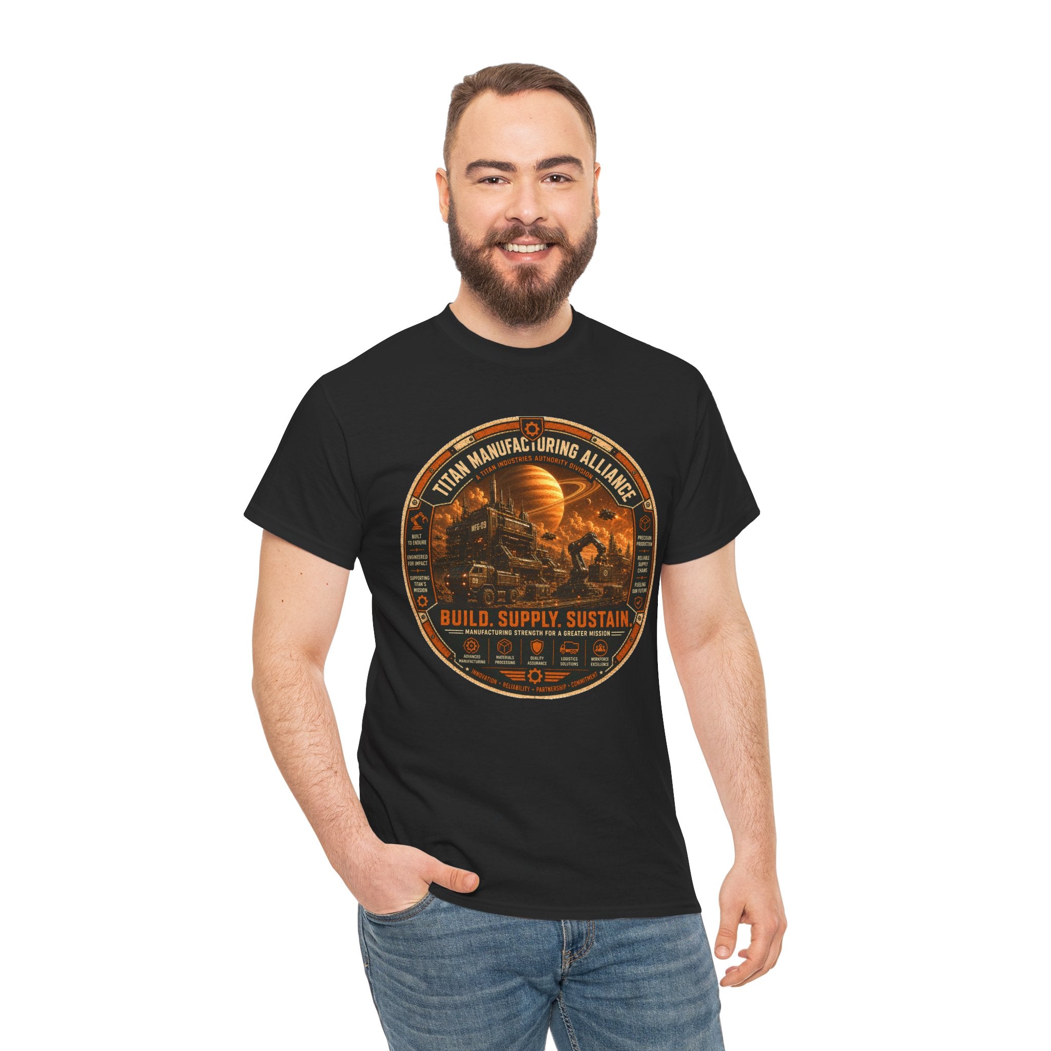 Titan Manufacturing Alliance T Shirt – Retro Industrial Sci Fi Graphic Tee