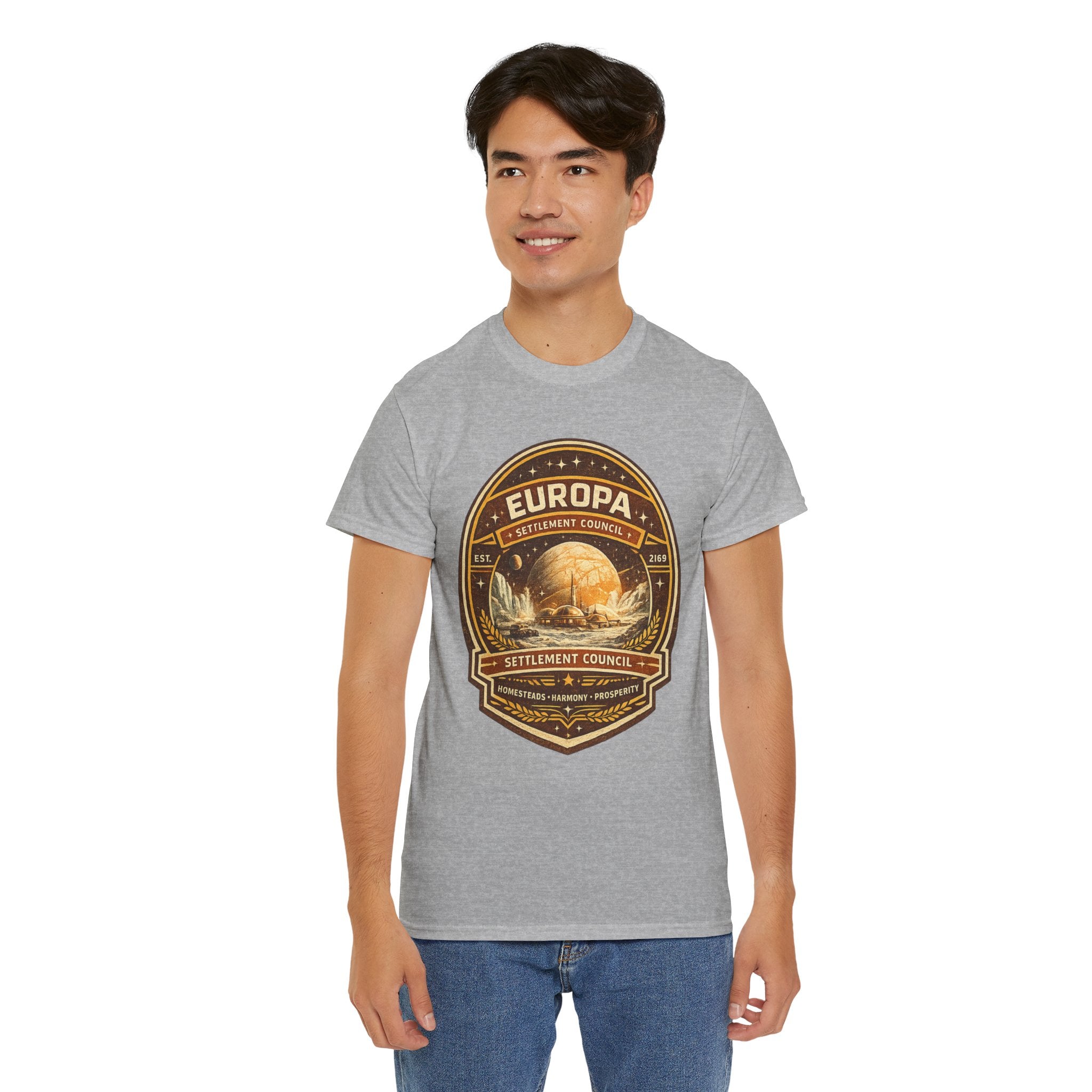 Europa Settlement Council T Shirt – Retro Sci Fi Space Colony Graphic Tee
