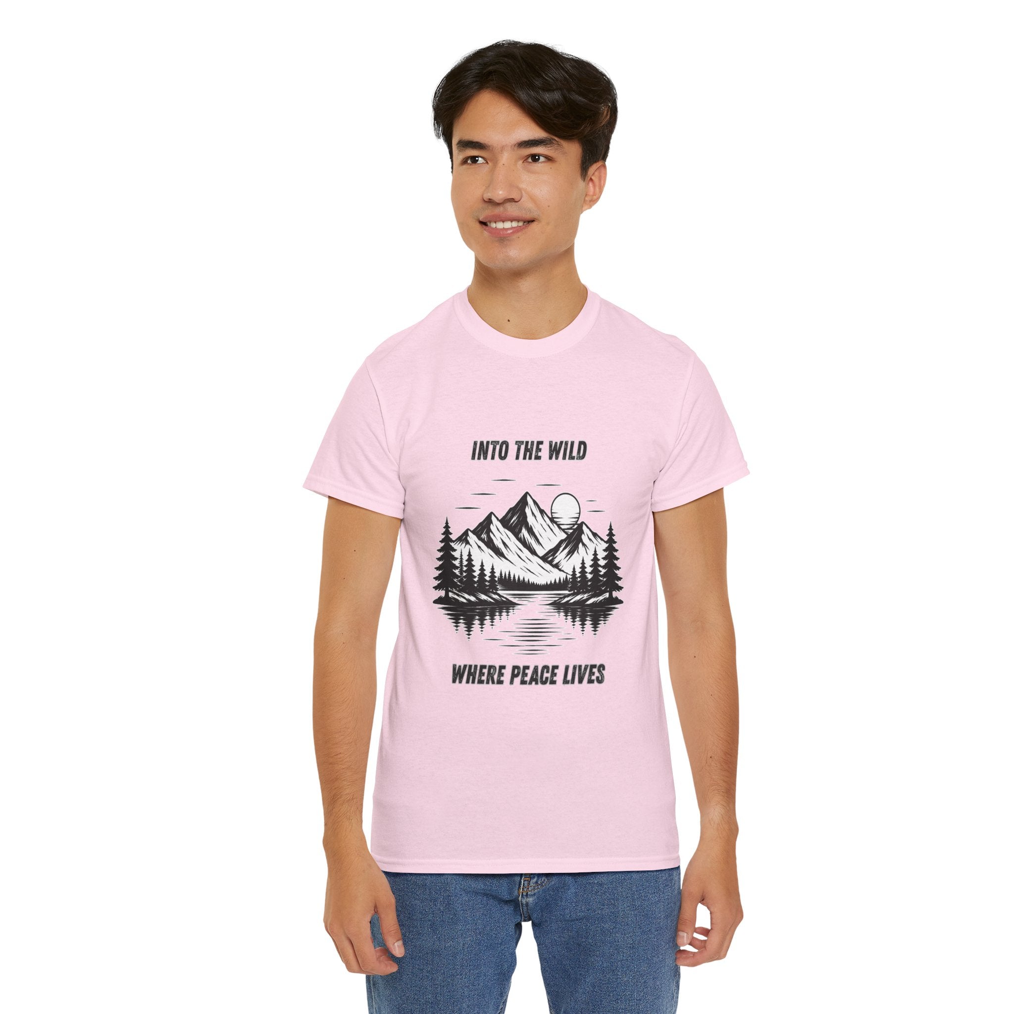Into The Wild Where Peace Lives T Shirt – Vintage Mountain Hiking Camping Adventure Tee