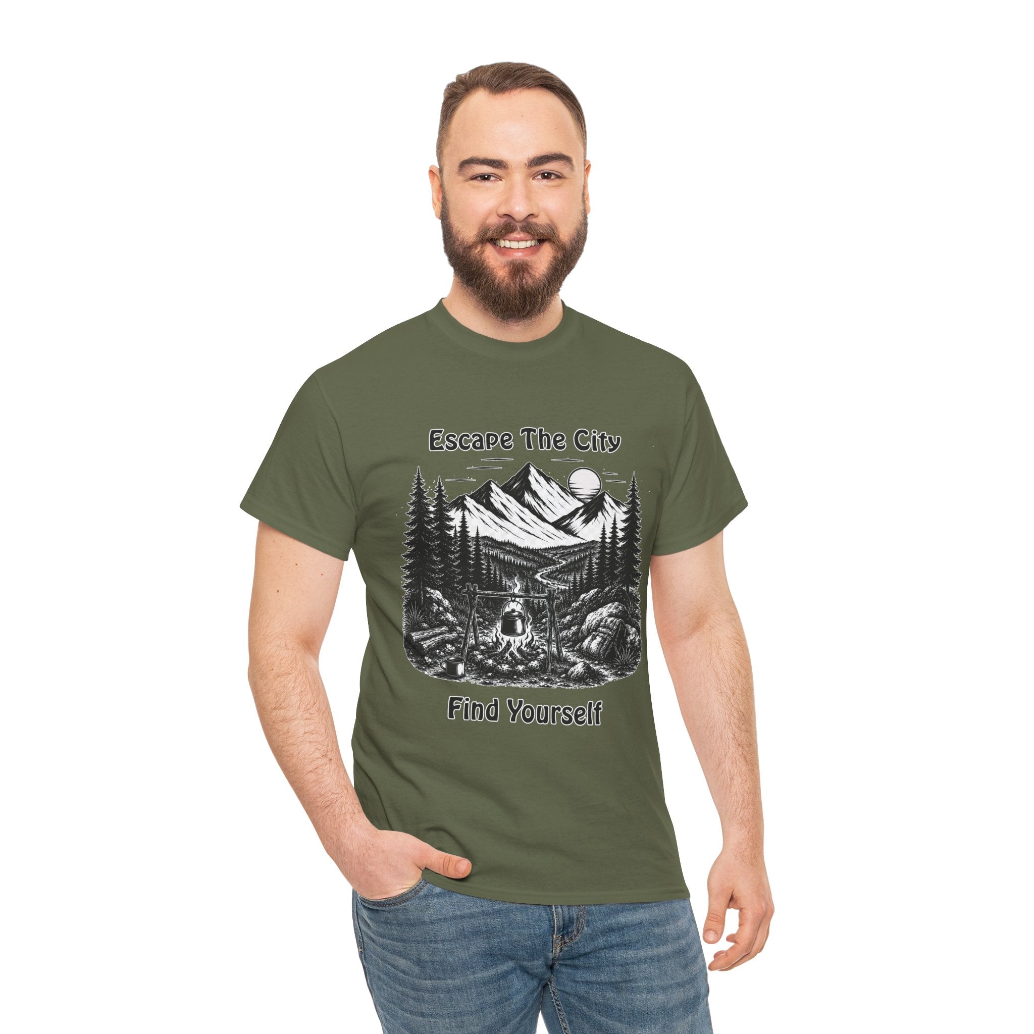 Escape The City Find Yourself T Shirt – Vintage Mountain Camping Hiking Adventure Tee
