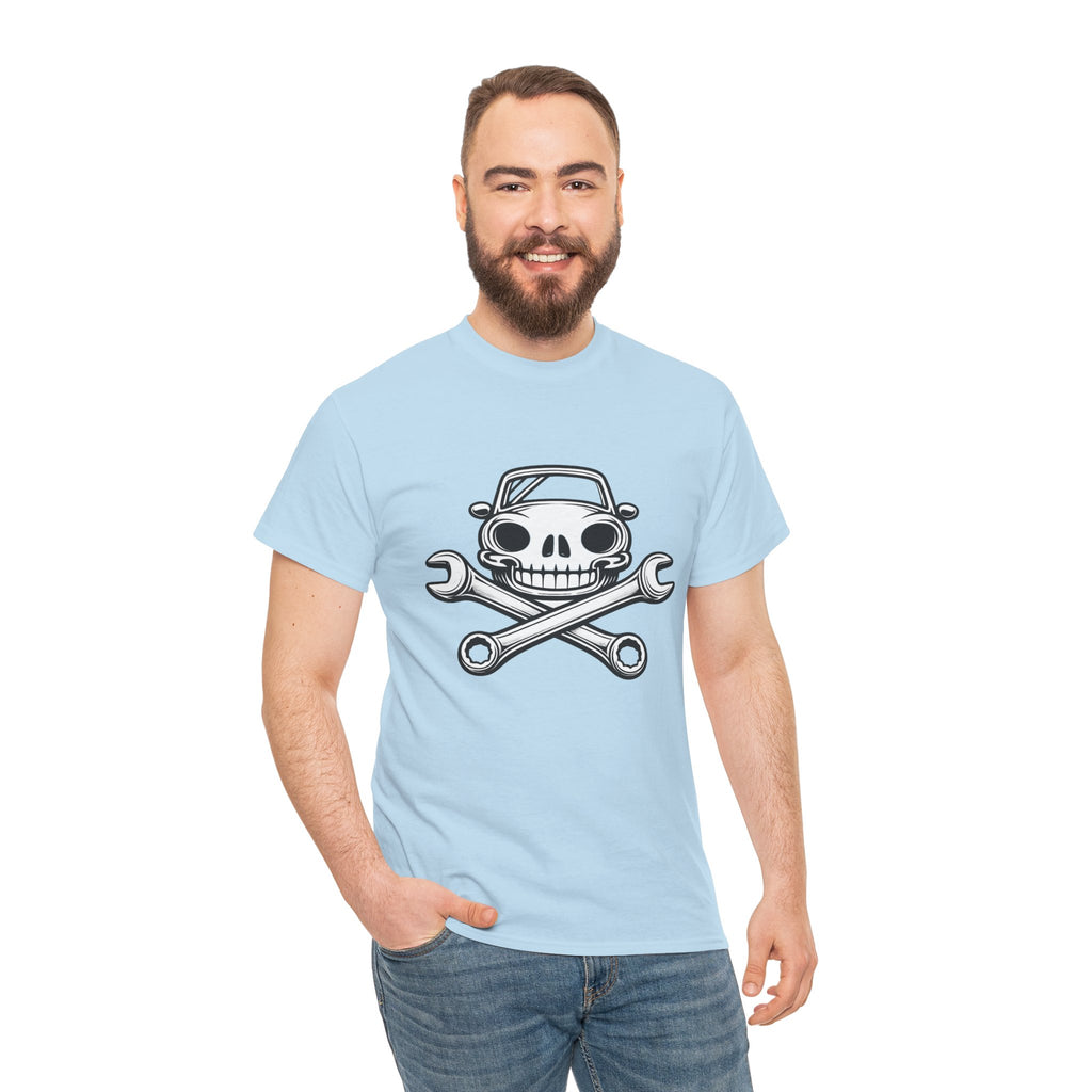 Skull Mechanic Graphic T Shirt – Retro Automotive Wrench Crossbones Car Lover Tee