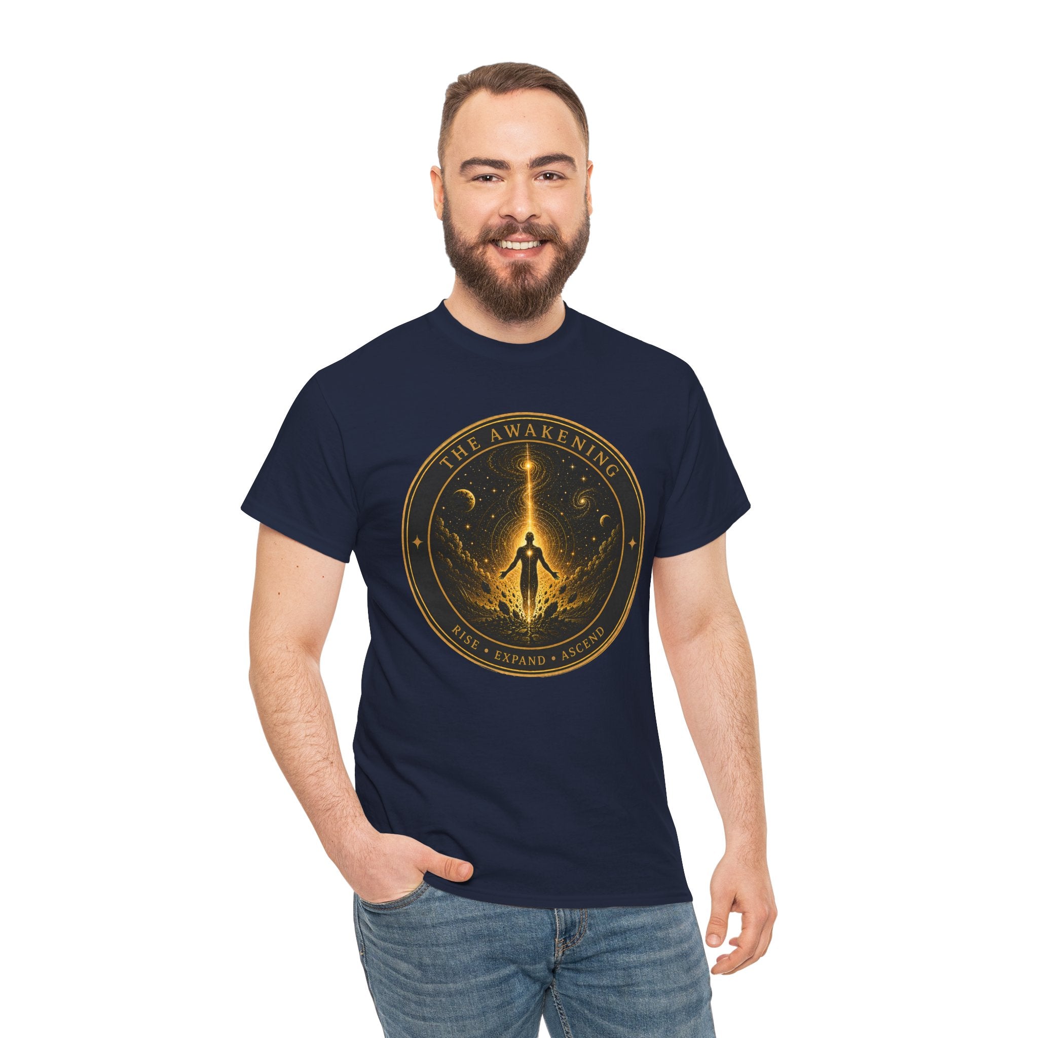 The Awakening Badge T-Shirt – Cosmic Ascension Graphic Tee