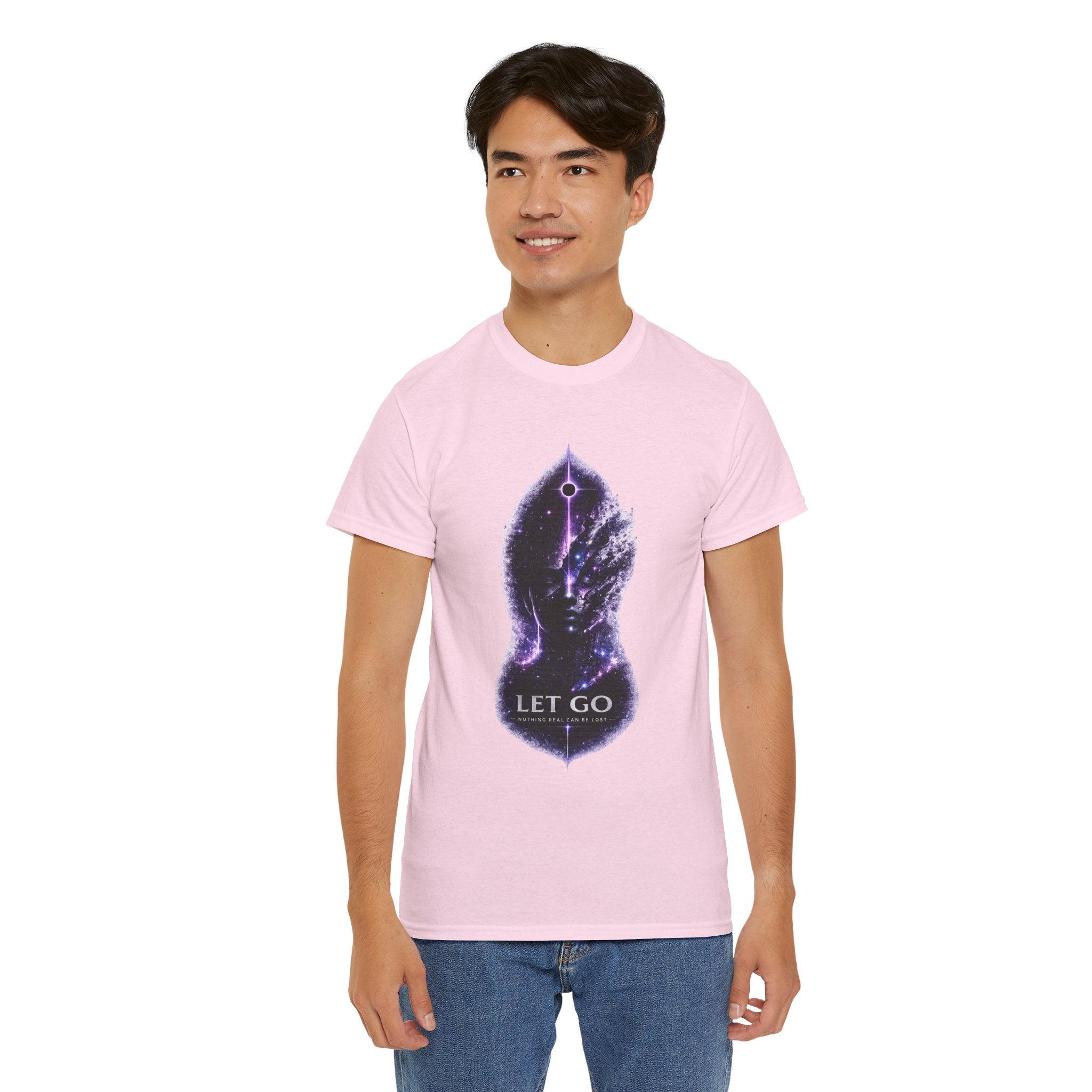 Let Go Spiritual Meditation T Shirt – Cosmic Mindfulness Graphic Tee