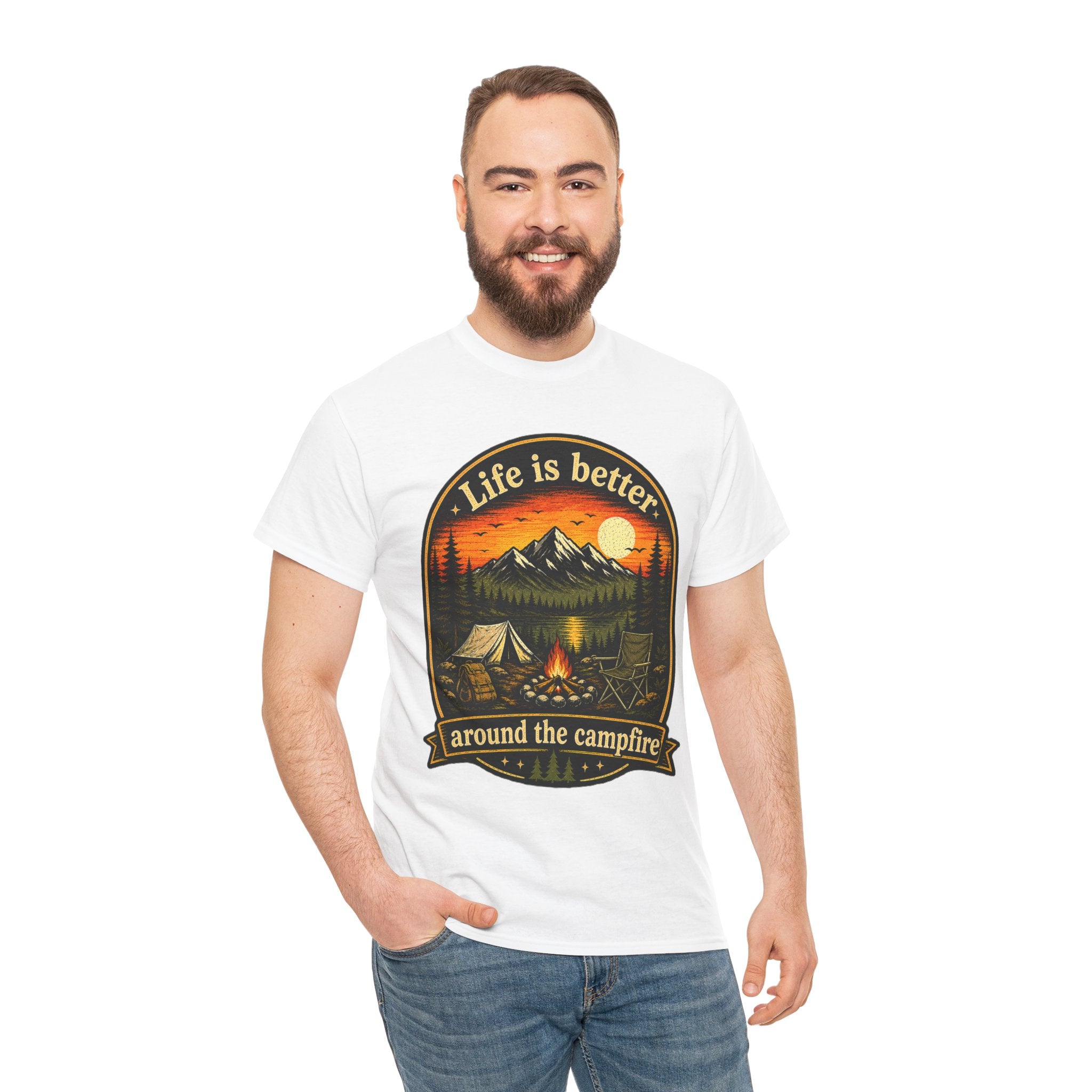 Life Is Better Around the Campfire T Shirt – Vintage Camping Graphic Tee for Hikers & Outdoor Lovers