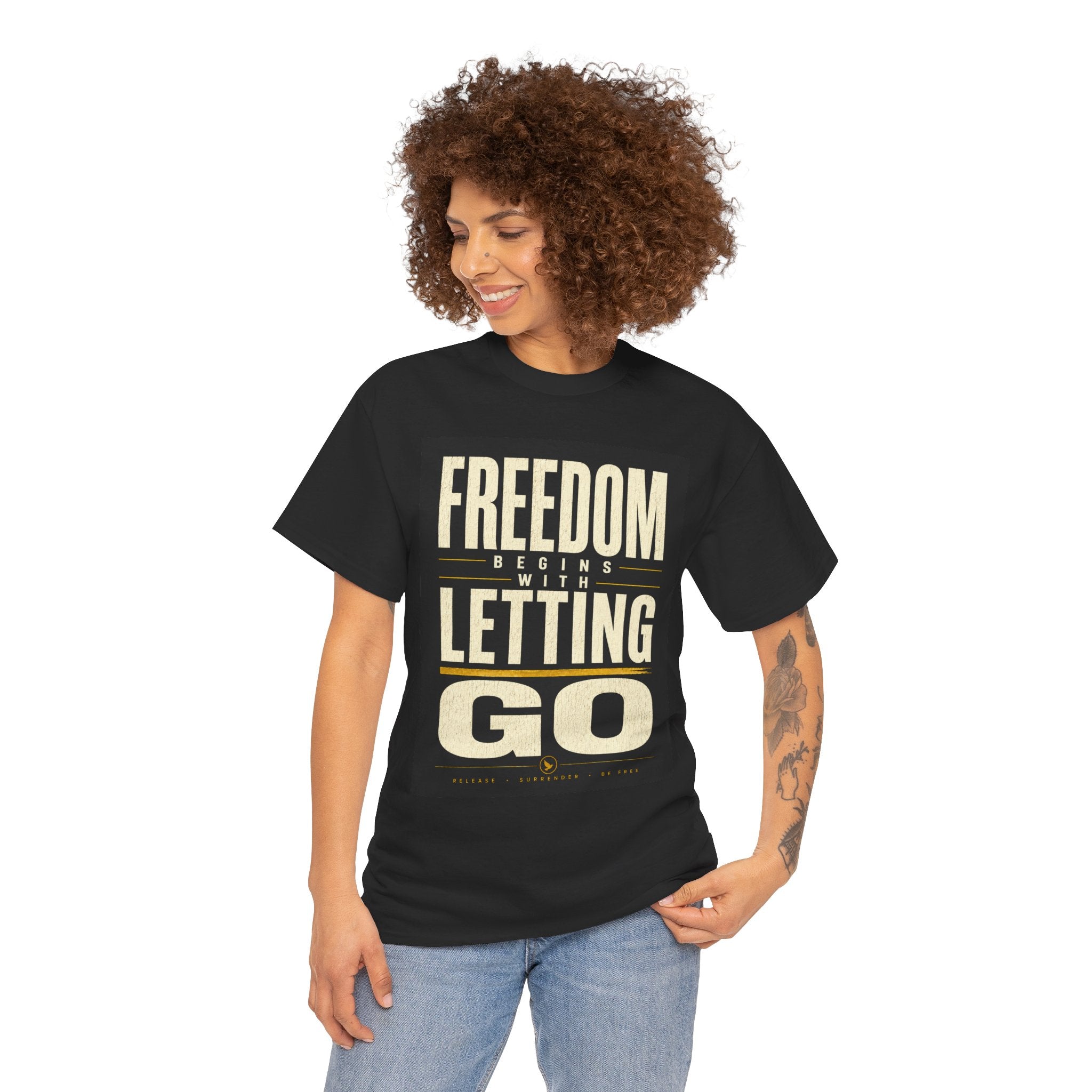 Freedom Begins With Letting Go T Shirt – Inspirational Quote Graphic Tee for Men & Women