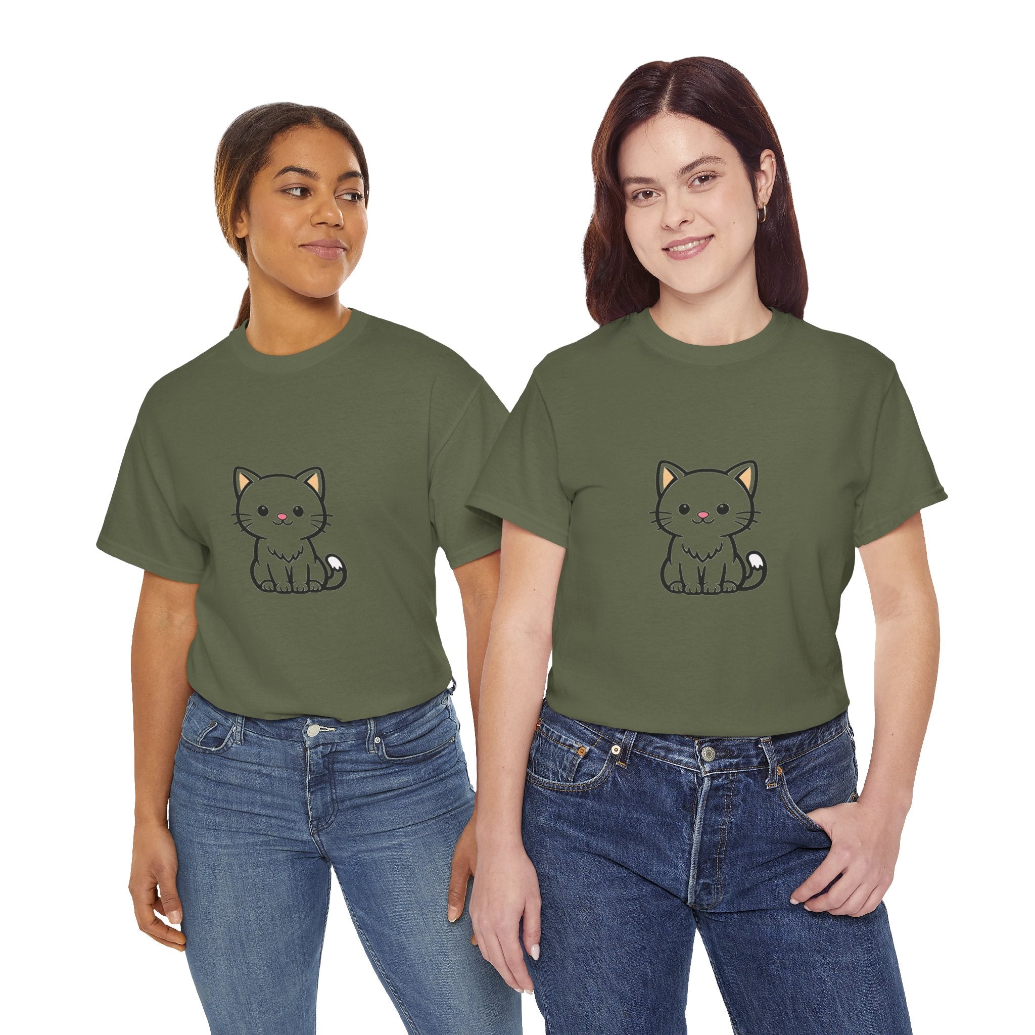 Cute Kawaii Kitten T Shirt – Minimal Cat Graphic Tee for Cat Lovers