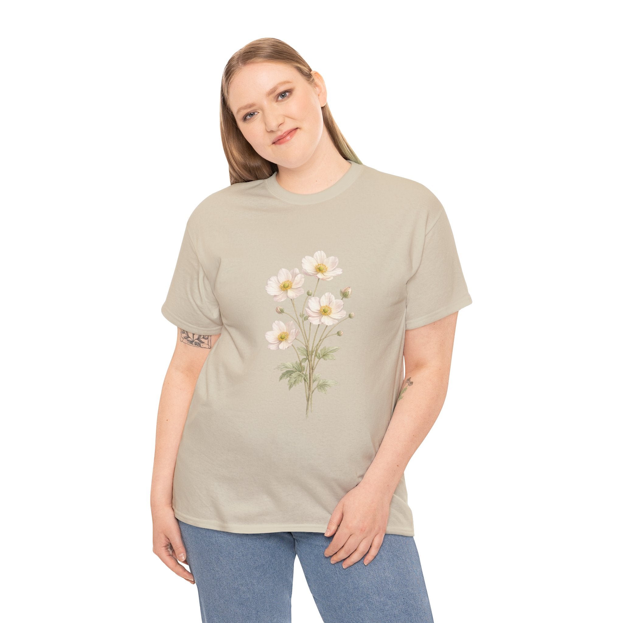 Japanese Anemone Floral T Shirt – Vintage Botanical Wildflower Graphic Tee for Nature Lovers