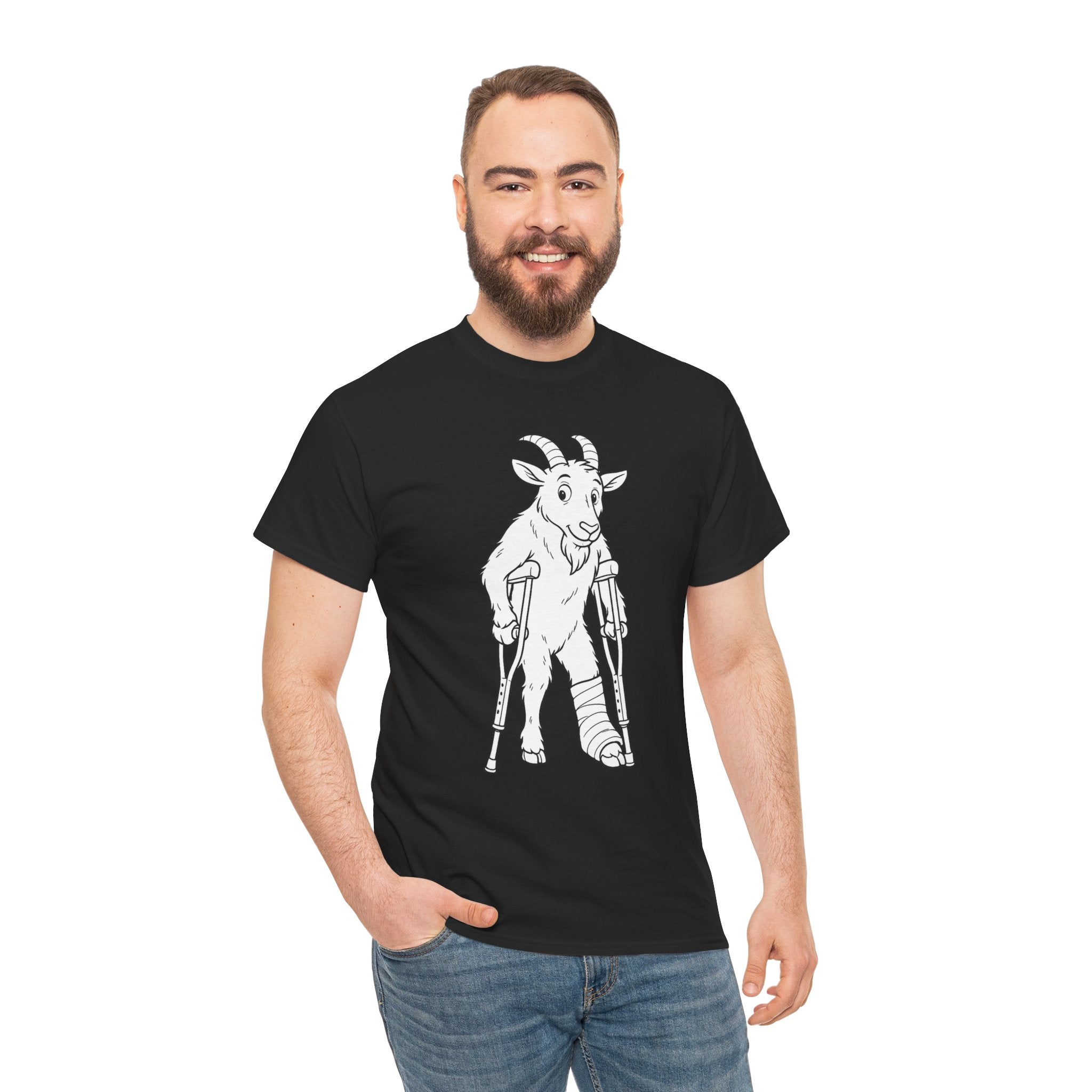 Funny Goat on Crutches T Shirt – Cute Hiking & Camping Graphic Tee for Outdoor Lovers