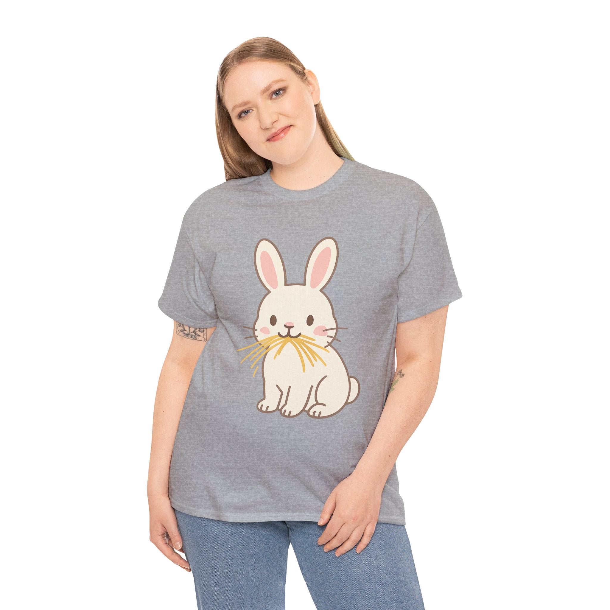 Cute Bunny Eating Hay T Shirt – Adorable Cartoon Rabbit Graphic Tee