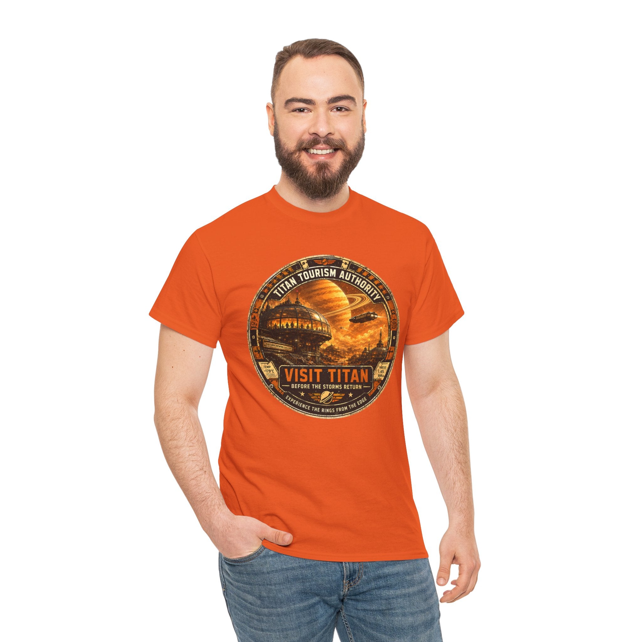 Visit Titan Vintage Space Travel T Shirt – Retro Sci Fi Graphic Tee