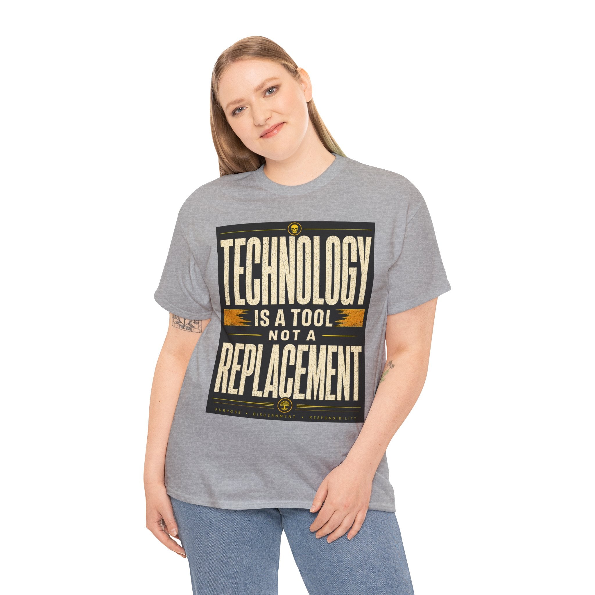 Technology Is A Tool Not A Replacement T Shirt – Retro AI Philosophy Graphic Tee