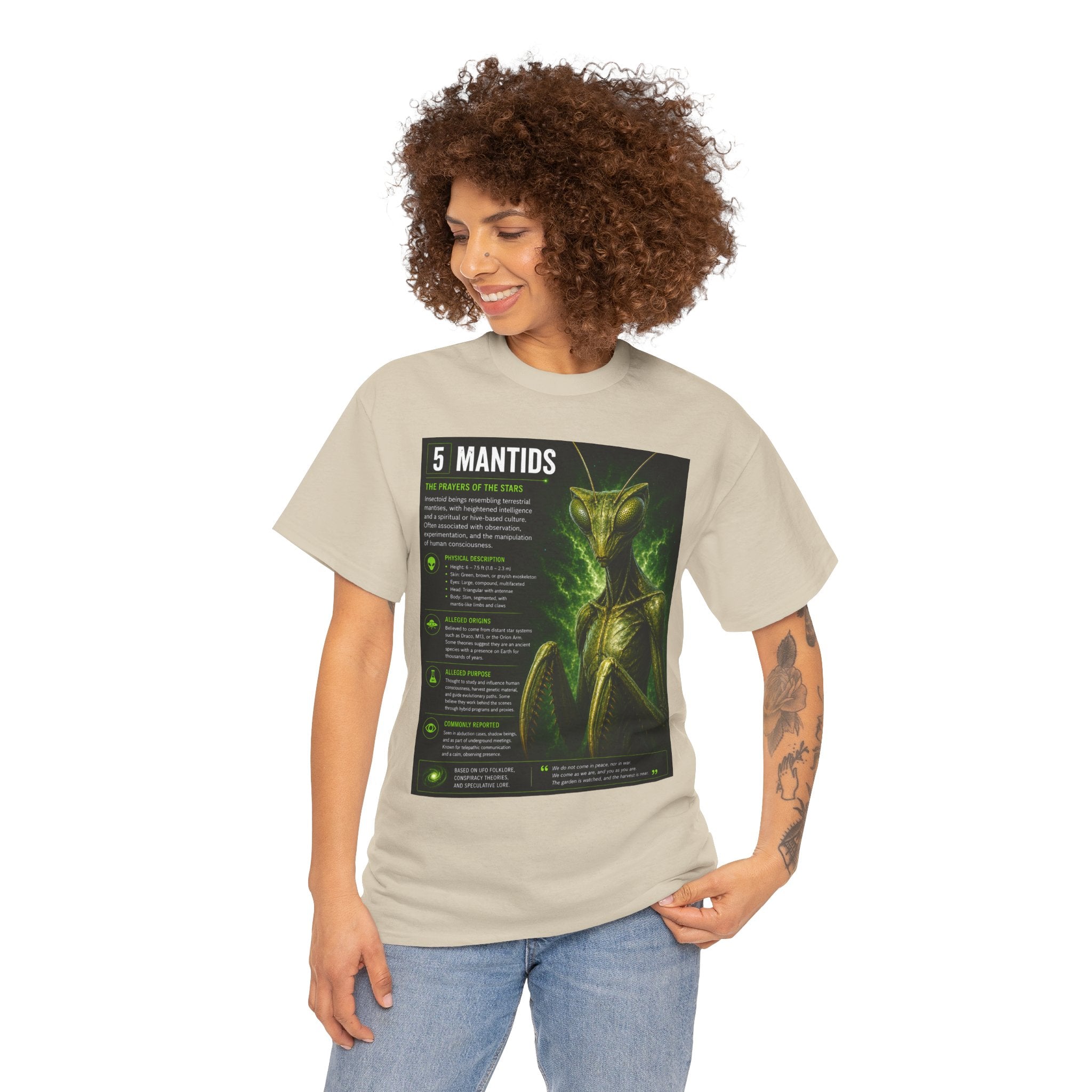Mantids Alien T-Shirt – Ancient Aliens Mantids Sci-Fi Graphic Tee for UFO & Paranormal Fans