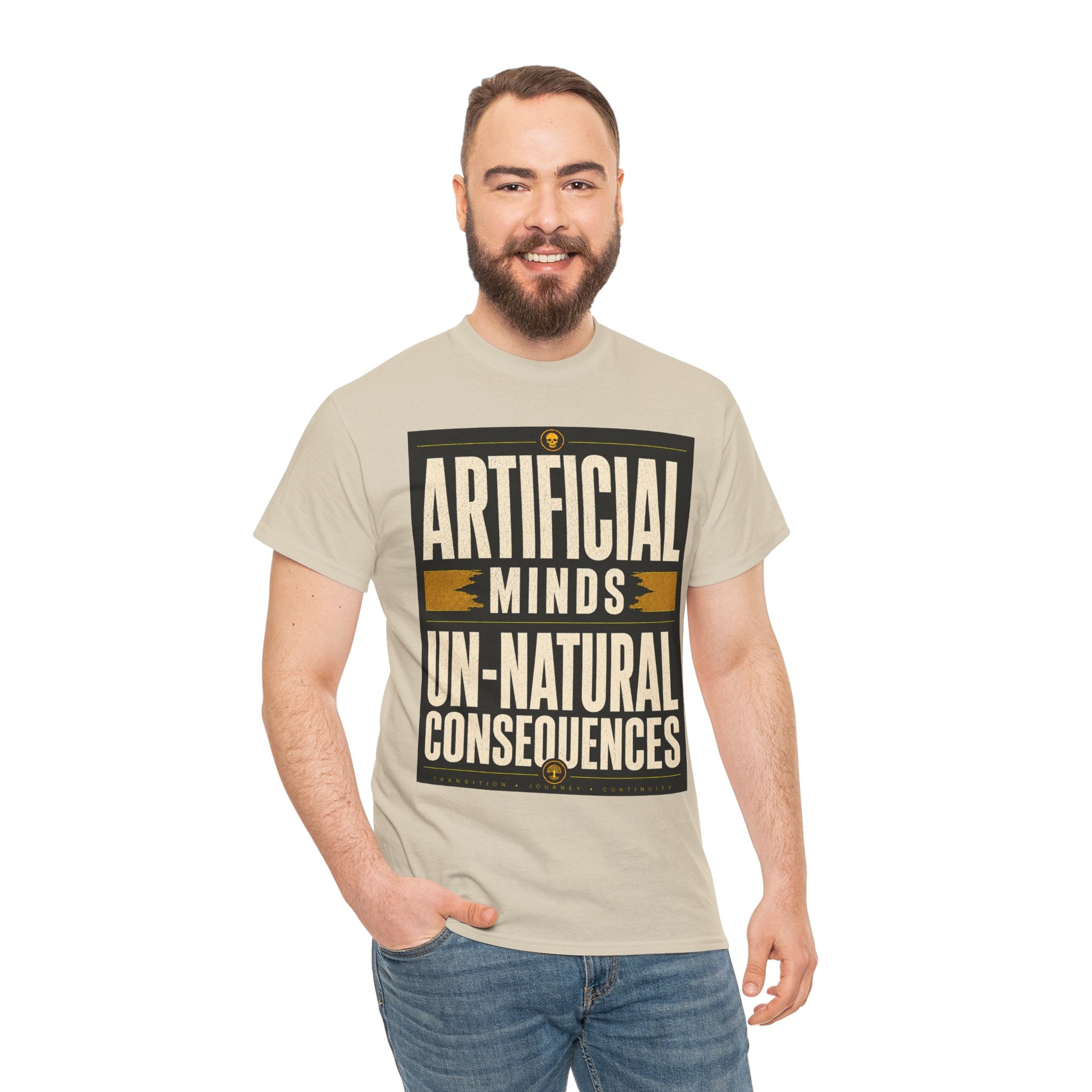 Artificial Minds Un Natural Consequences T Shirt – Retro Anti AI Philosophy Graphic Tee