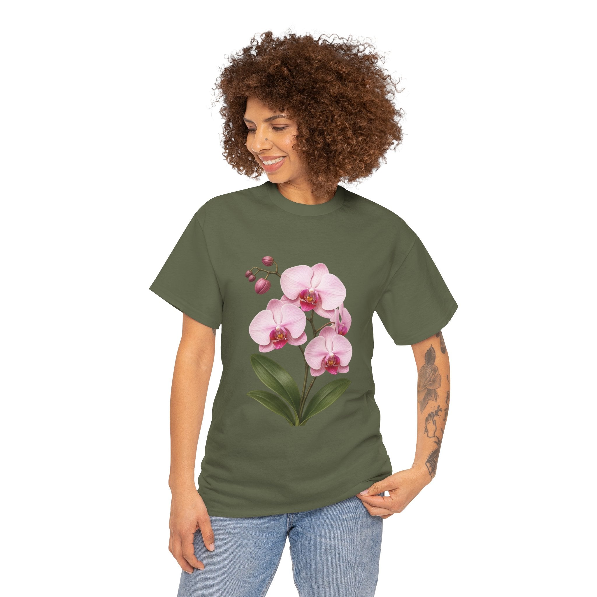 Pink Orchid Flower T Shirt – Elegant Botanical Floral Graphic Tee for Nature Lovers