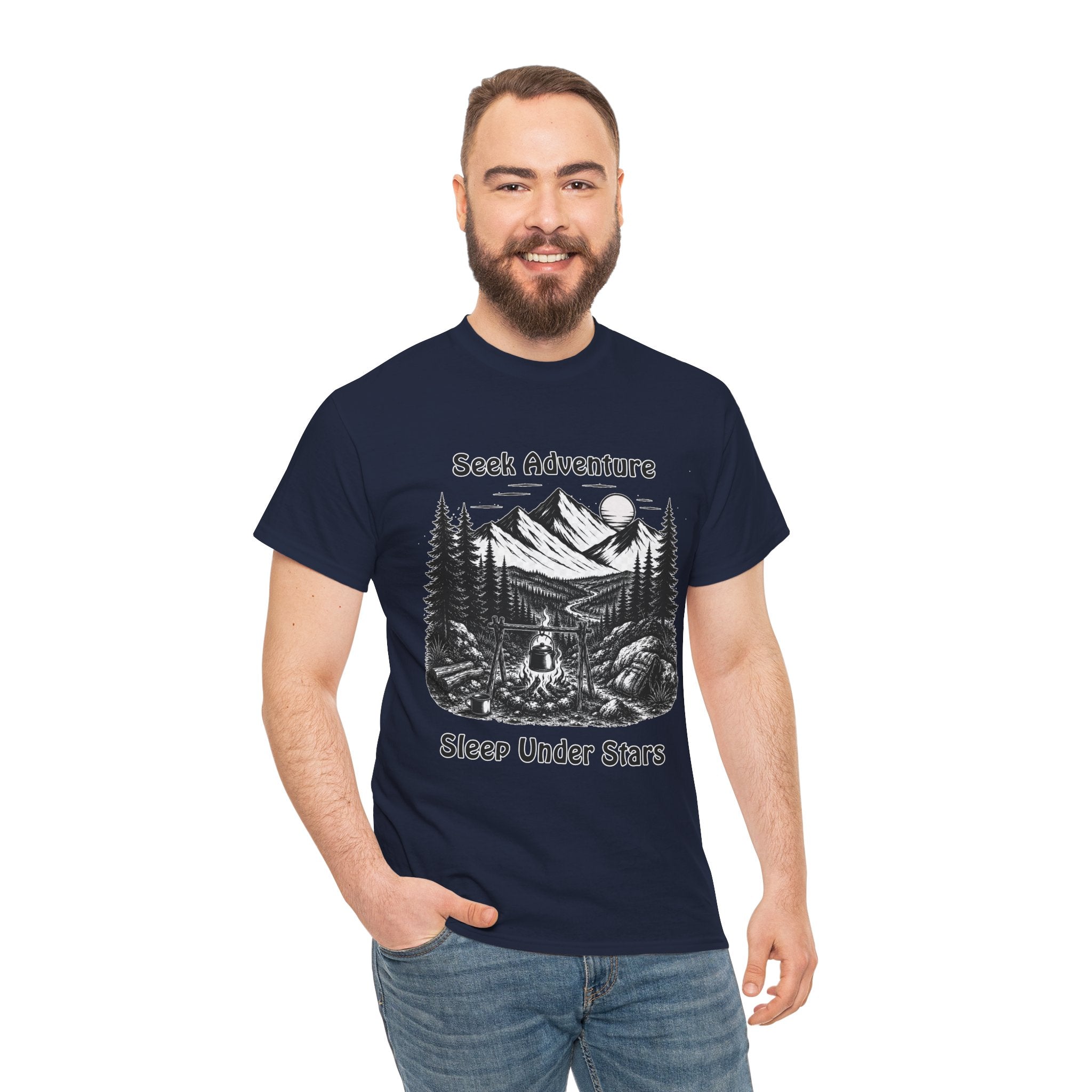 Seek Adventure Sleep Under Stars T Shirt – Vintage Camping Hiking Mountain Graphic Tee