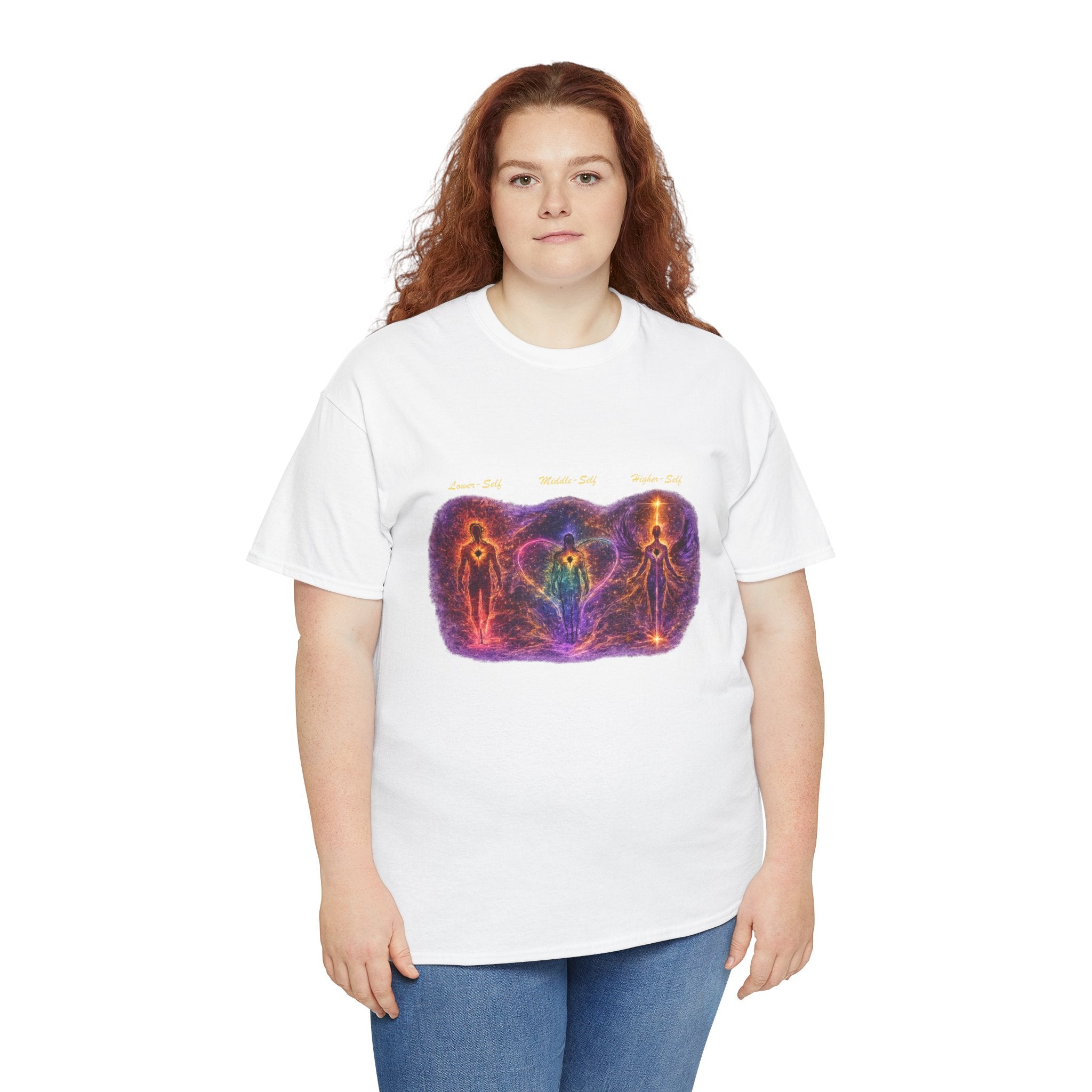 Lower Middle Higher Self Mystic Energy Tee — Cosmic Chakra Spirit Artwork T Shirt