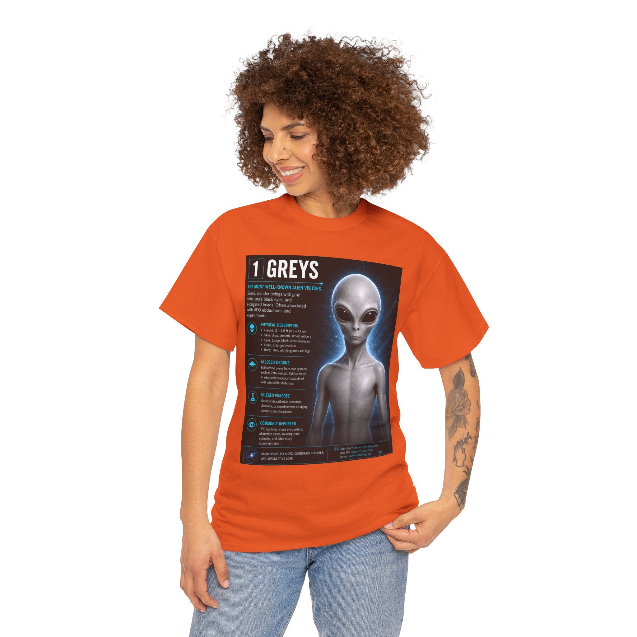 Grey Alien Species Guide T-Shirt – Vintage UFO Conspiracy Graphic Tee | Ancient Aliens Shirt