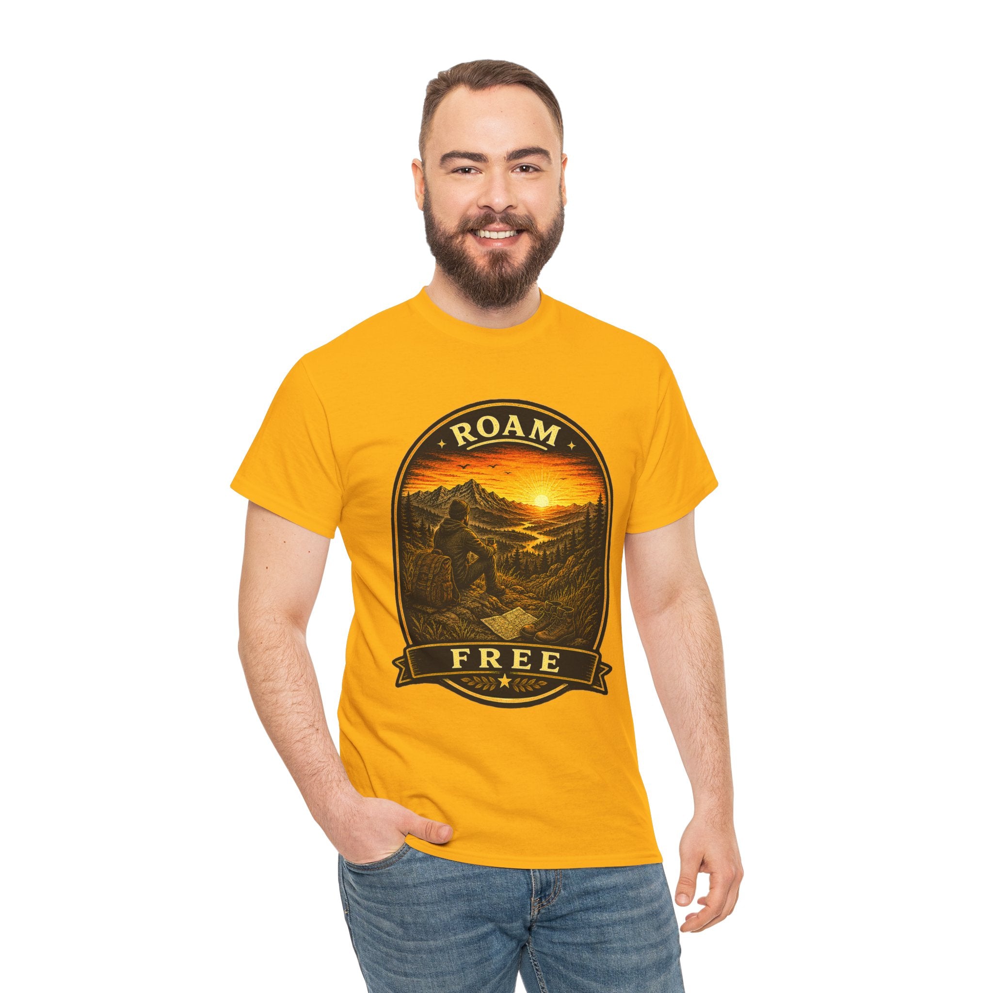 Roam Free Hiking T Shirt – Vintage Mountain Adventure Camping Graphic Tee