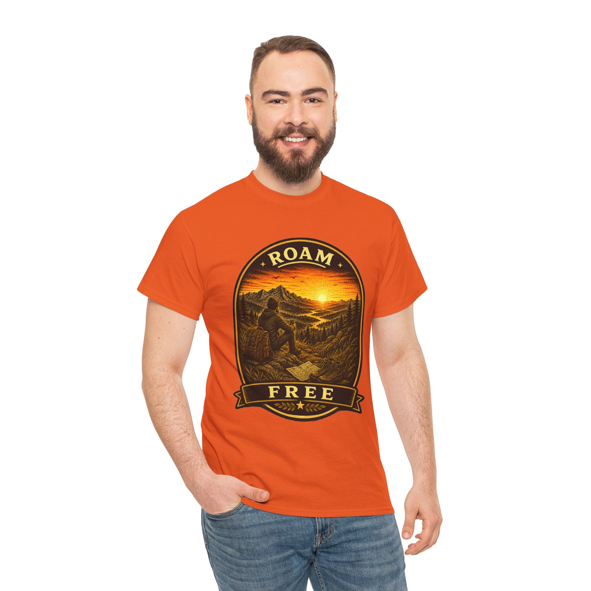 Roam Free Hiking T Shirt – Vintage Mountain Adventure Camping Graphic Tee