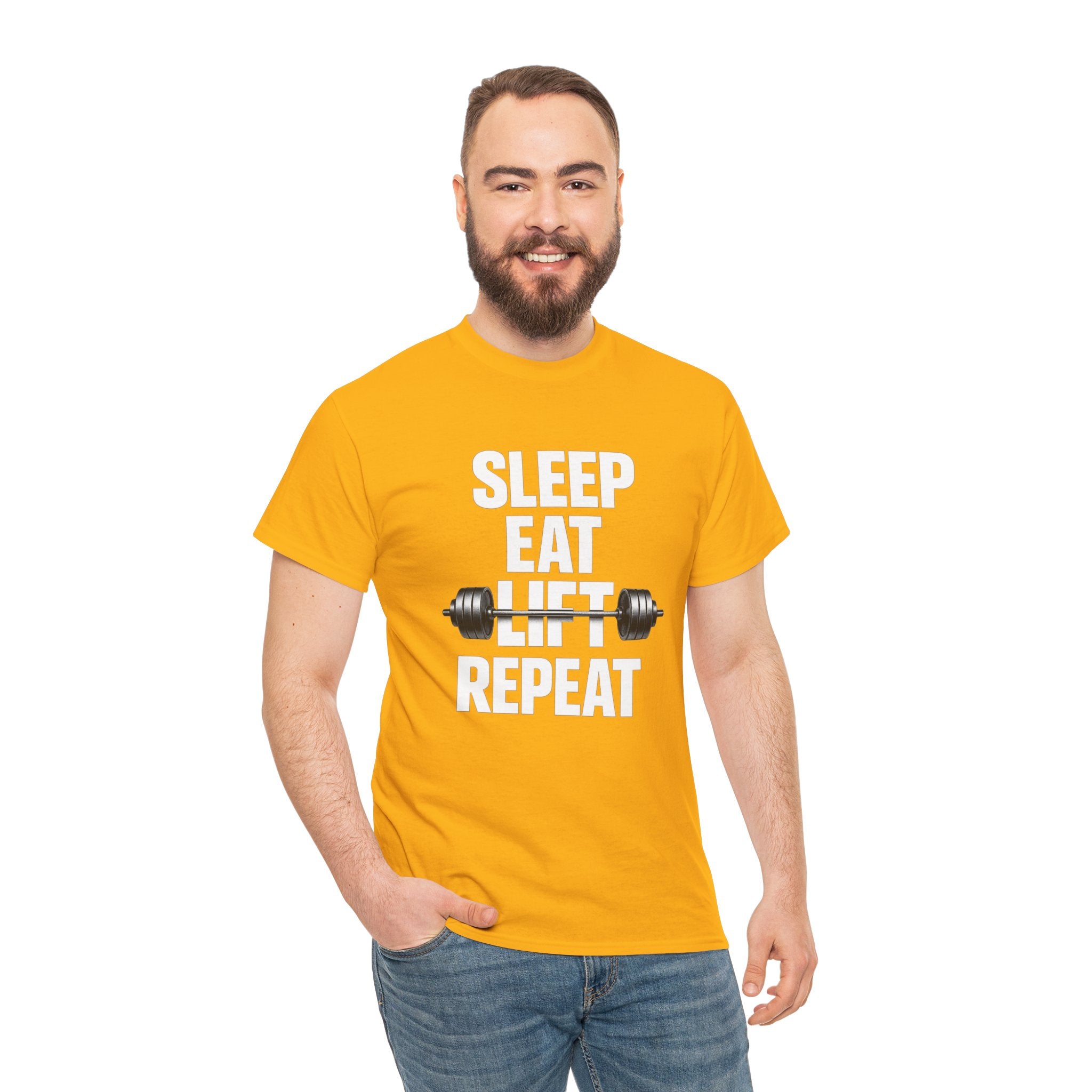 Sleep Eat Lift Barbell Repeat T-Shirt | Powerlifting Gym Shirt | Weightlifting Gift for Men and women